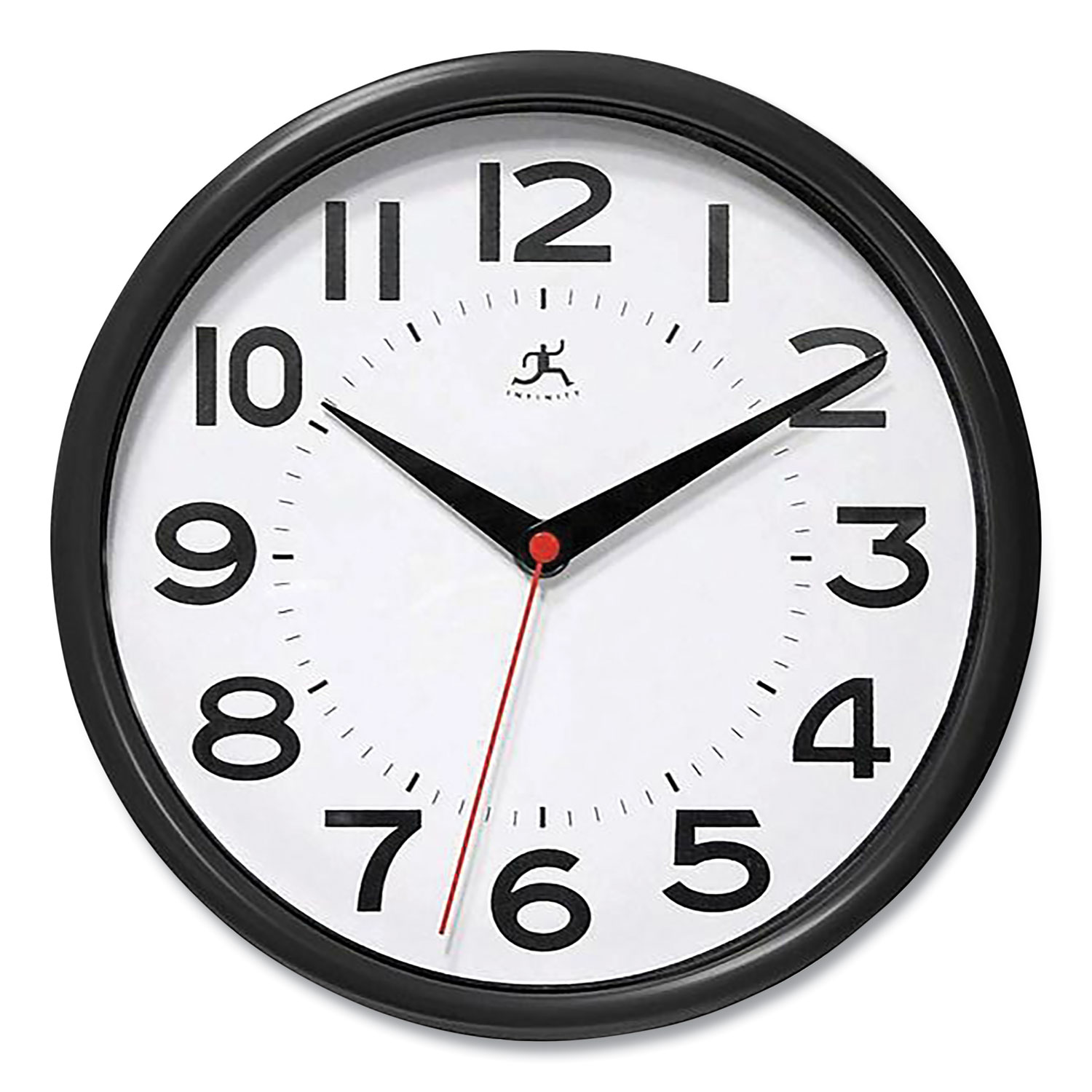 Metro Wall Clock, 9″ Diameter, Black Case, 1 AA (sold separately)