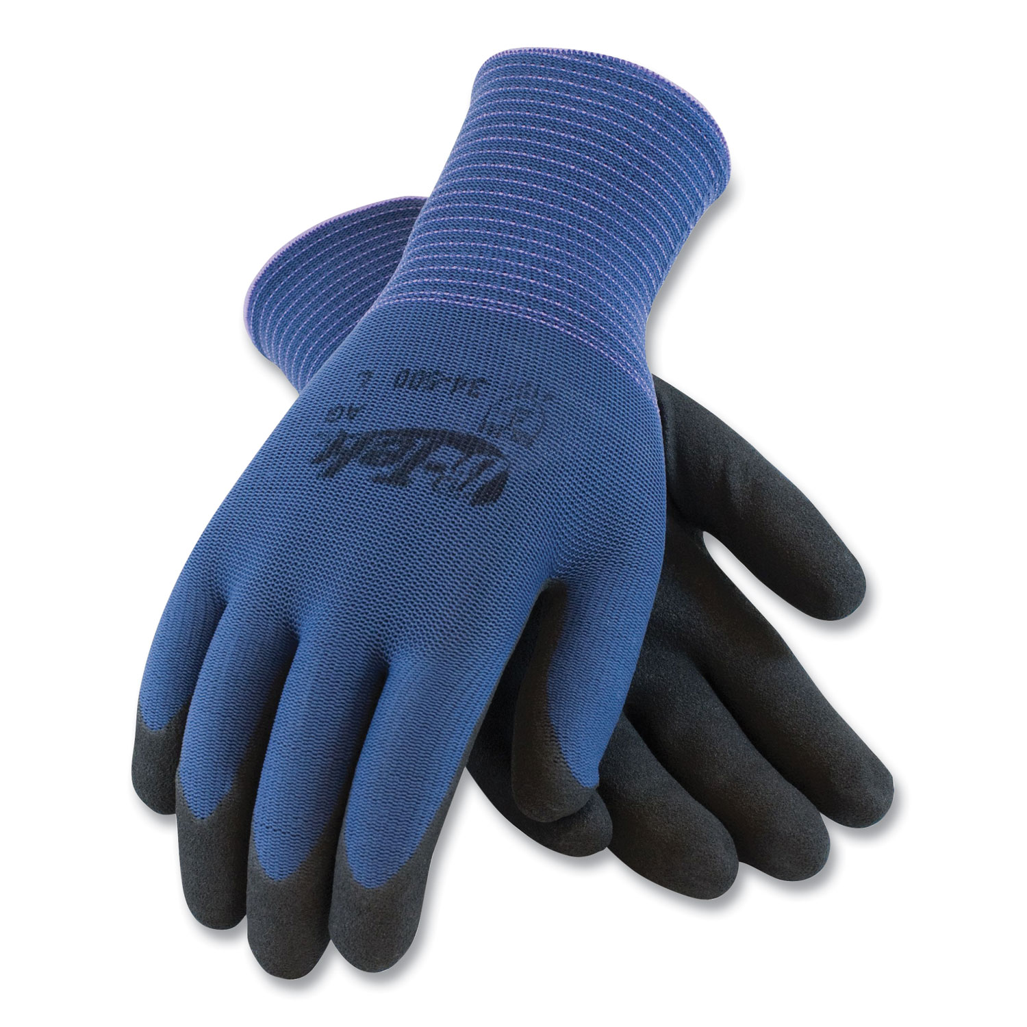 GP Nitrile-Coated Nylon Gloves, X-Large, Blue/Black, 12 Pairs