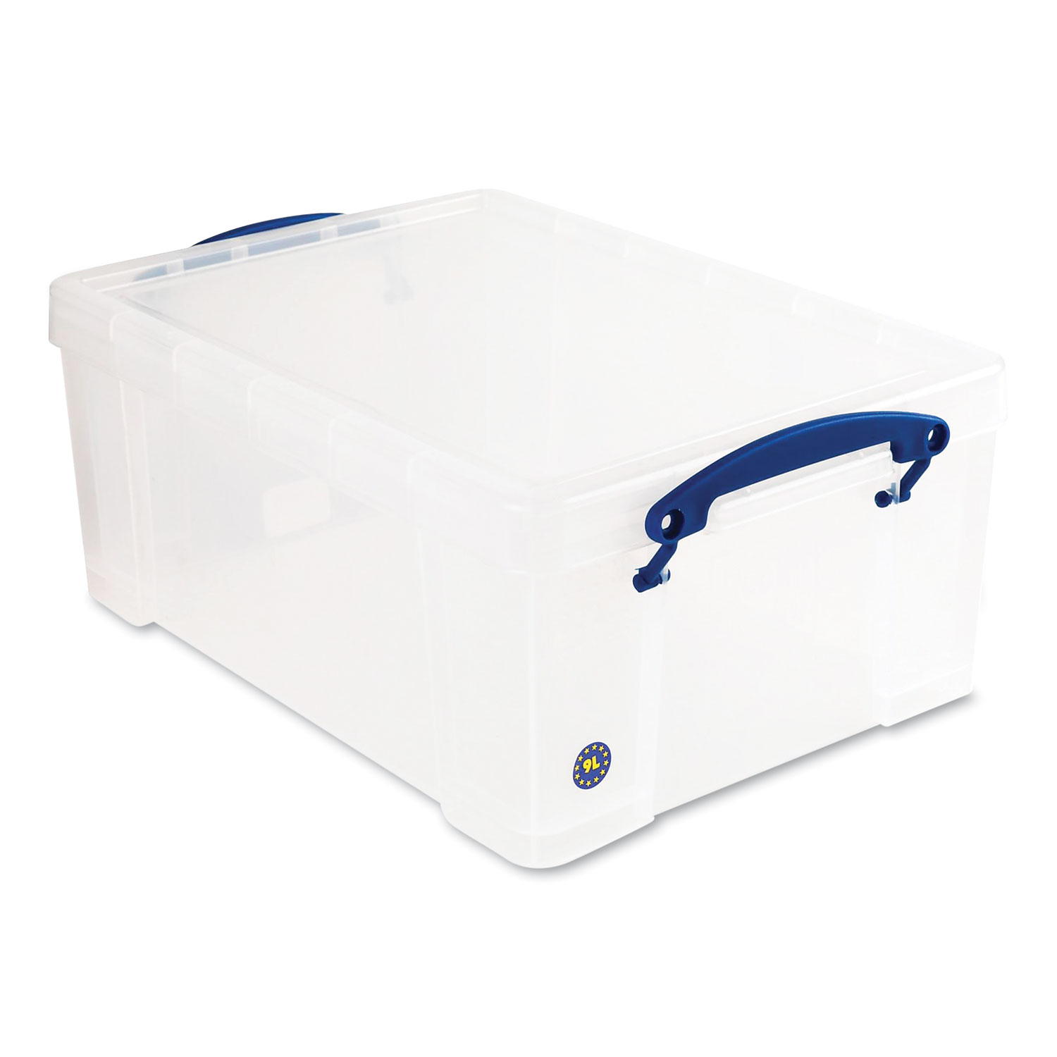 Snap-Lid Storage Bin, 2.38 gal, 10.25″ x 14.5″ x 6.25″, Clear/Blue