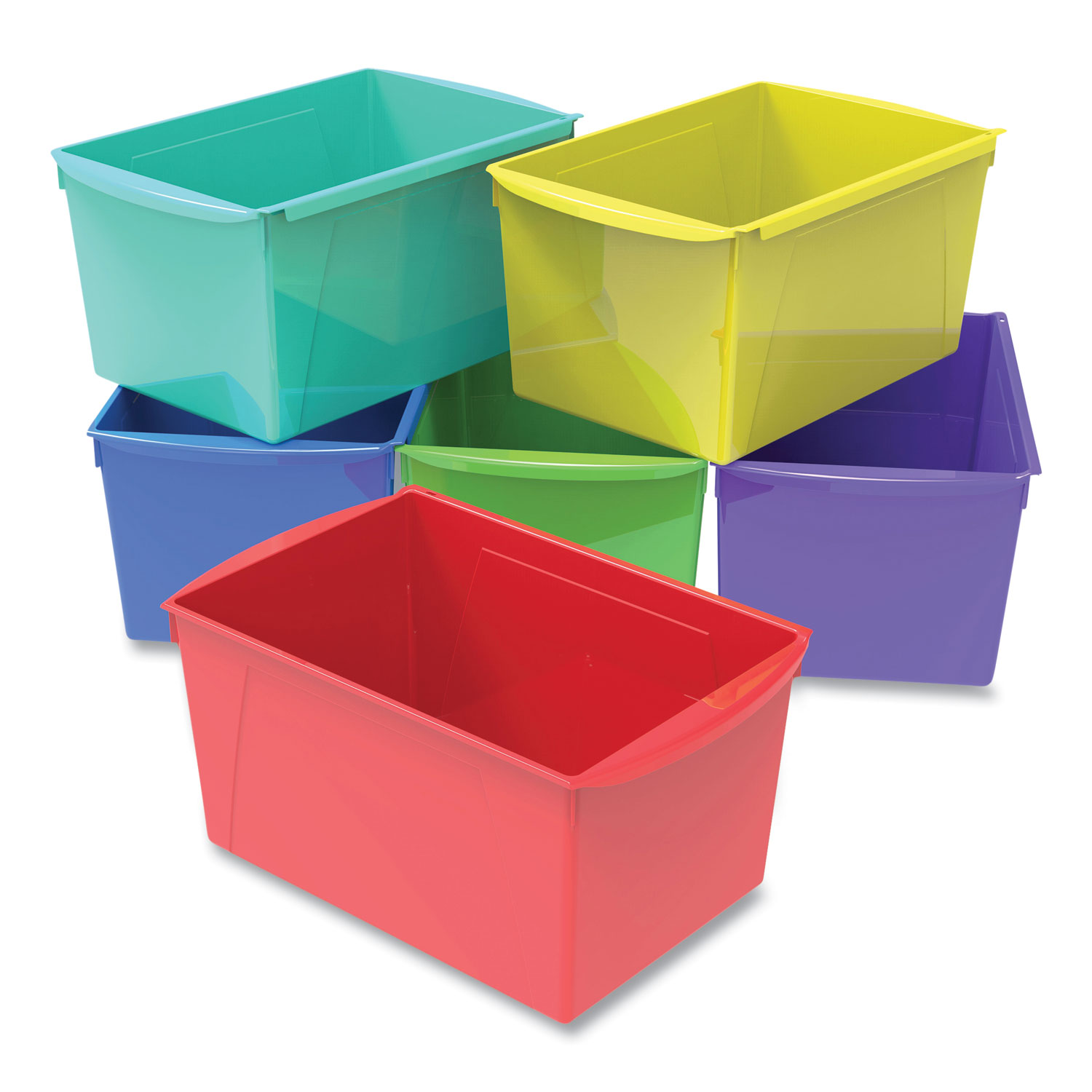 Double XL Wide Interlocking Book Bins, 9.2″ x 14.5″ x 7″, Assorted Bright Colors, 6/Carton