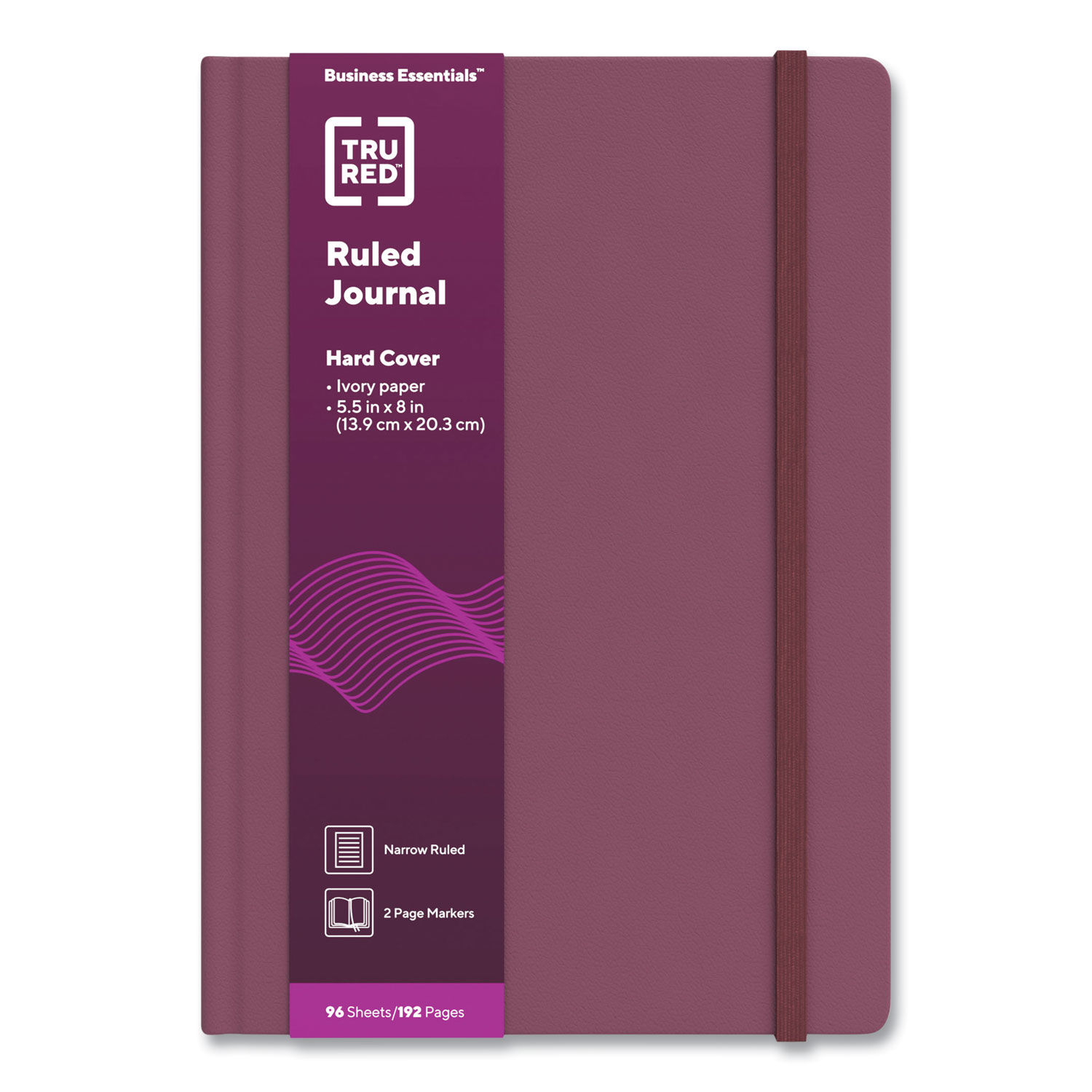 Hardcover Business Journal, 1-Subject, Narrow Rule, Purple Cover, (96) 8 x 5.5 Sheets