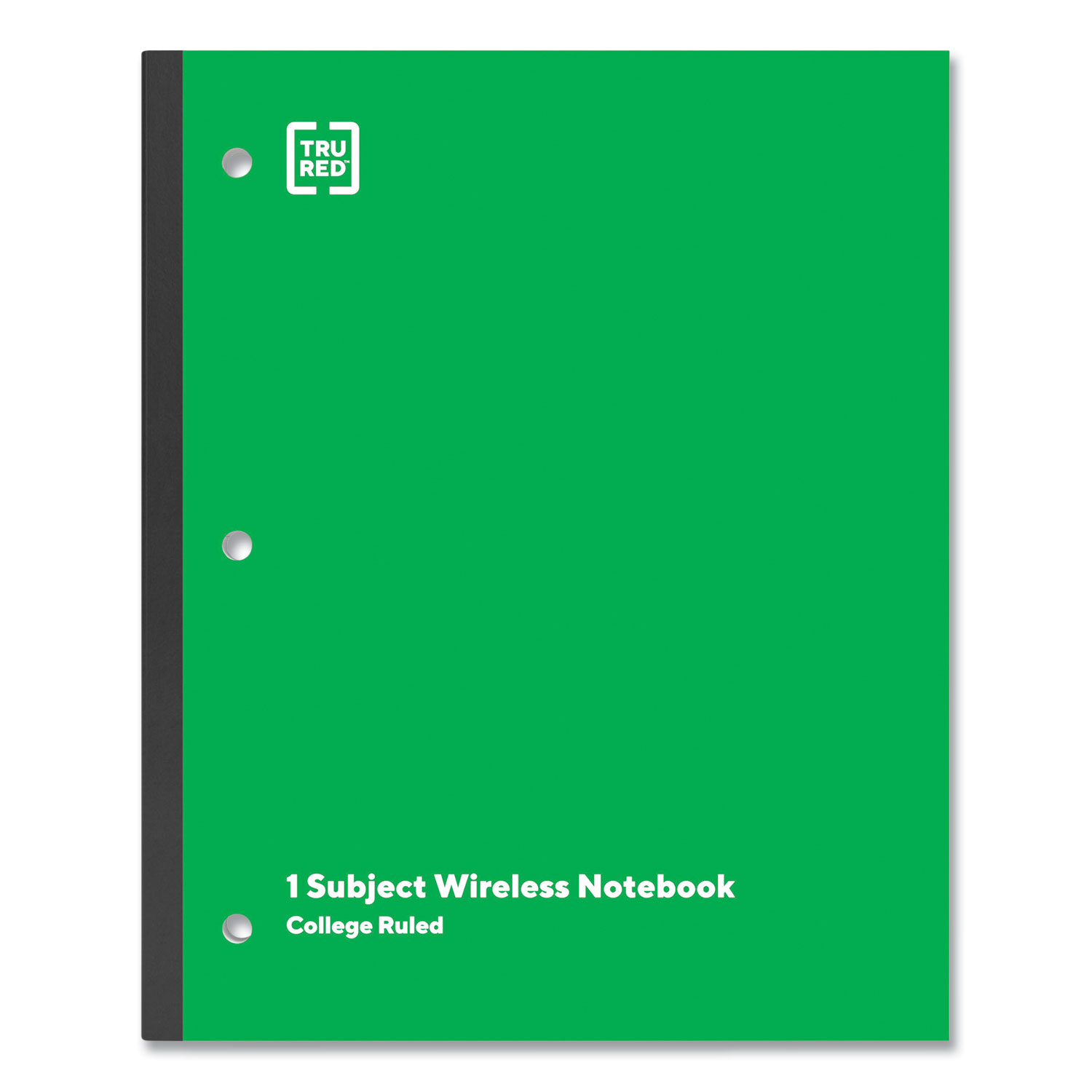 TRU RED™ Wireless One-Subject Notebook, Medium/College Rule, Green Cover, (80) 11 x 8.5 Sheets