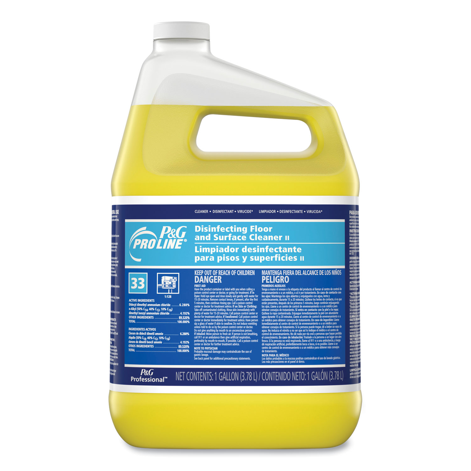 Pro Line Disinfectant Floor Cleaner, Fresh Scent, Liquid, 1 gal Bottle, 4/Carton