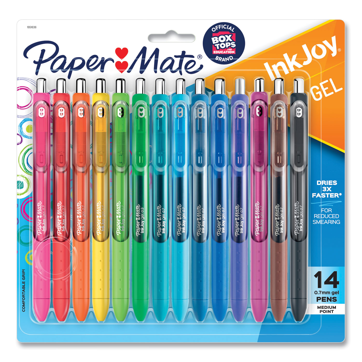InkJoy Gel Pen, Retractable, Medium 0.7 mm, Assorted Ink and Barrel Colors,  14/Pack - BOSS Office and Computer Products