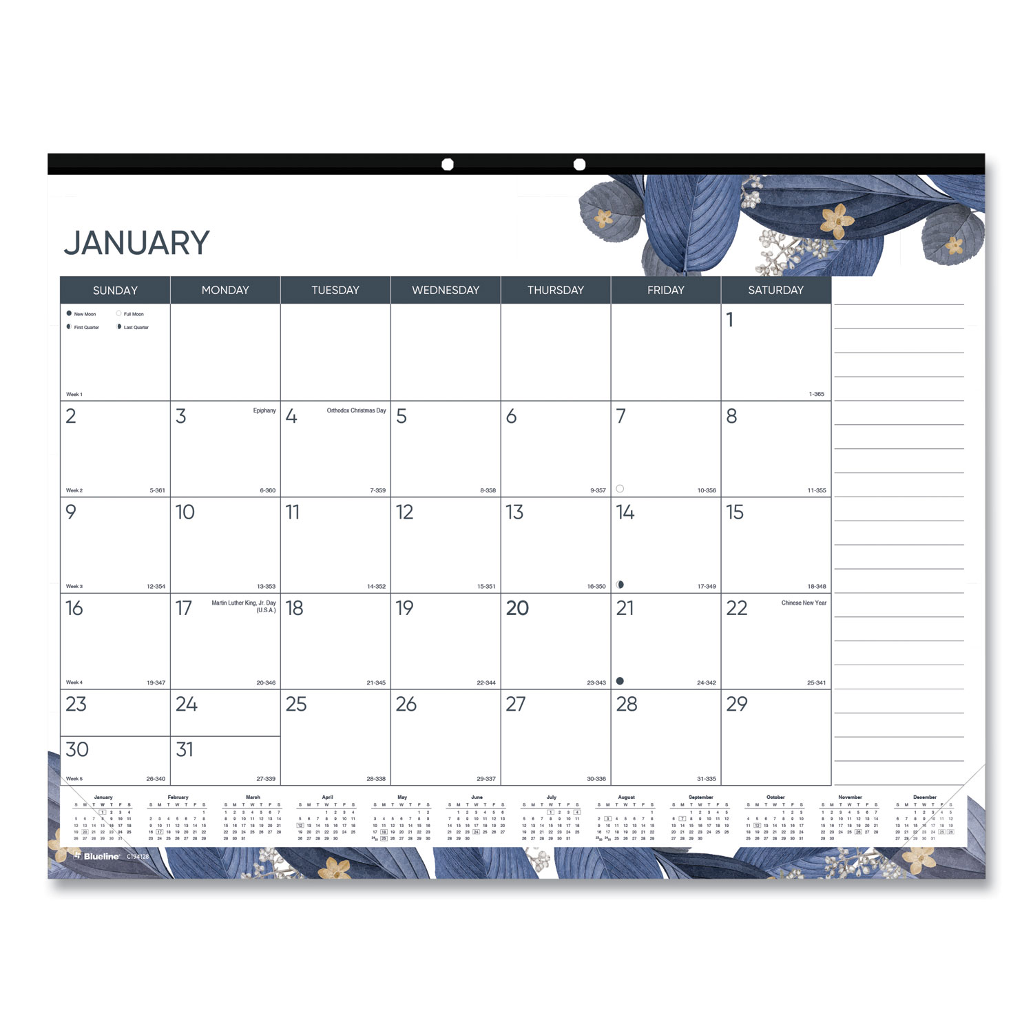 Monthly Desk Pad Calendar, Gold Detail Floral Artwork, 22 x 17, Black  Binding, Clear Corners, 12-Month (Jan-Dec): 2023 - Supply Solutions