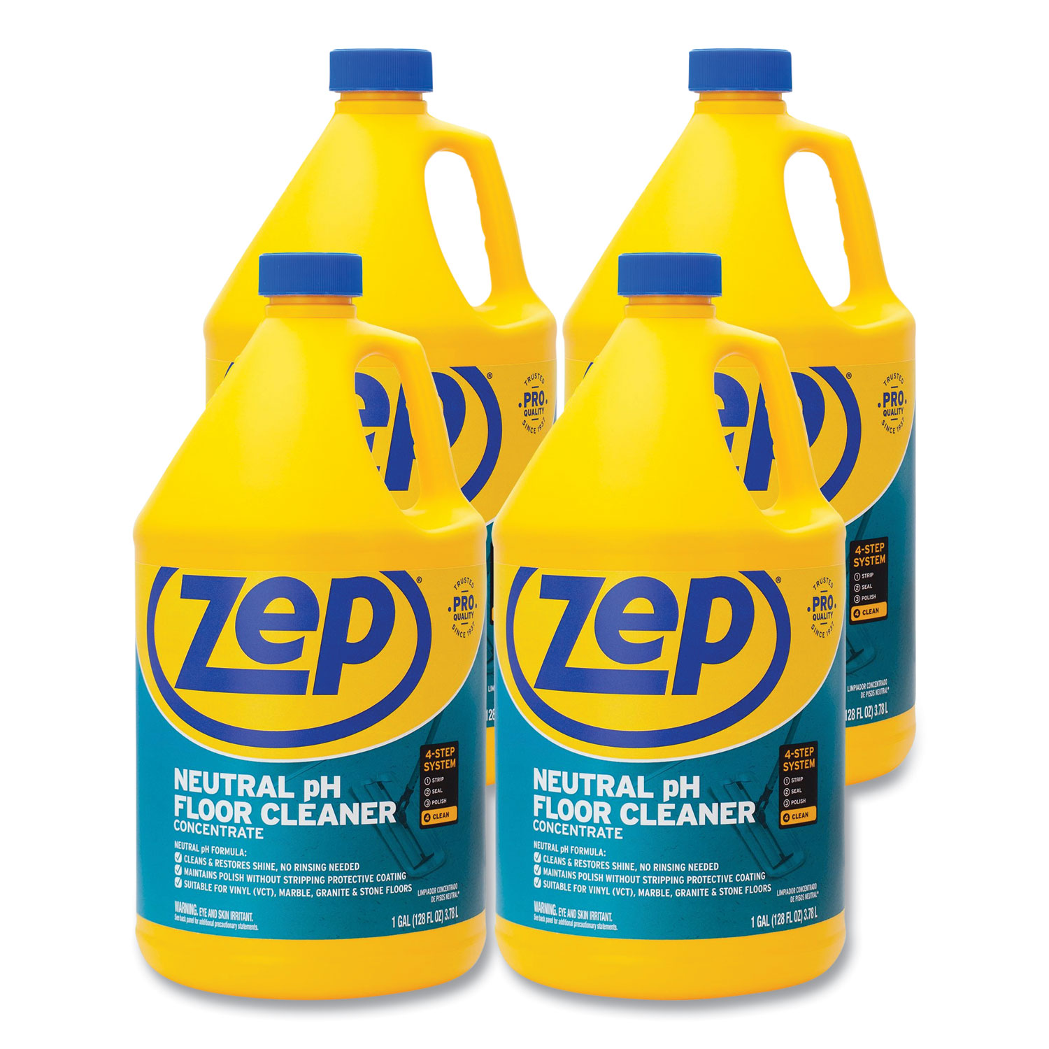 Zep Commercial® Neutral Floor Cleaner, Fresh Scent, 1 gal, 4/Carton