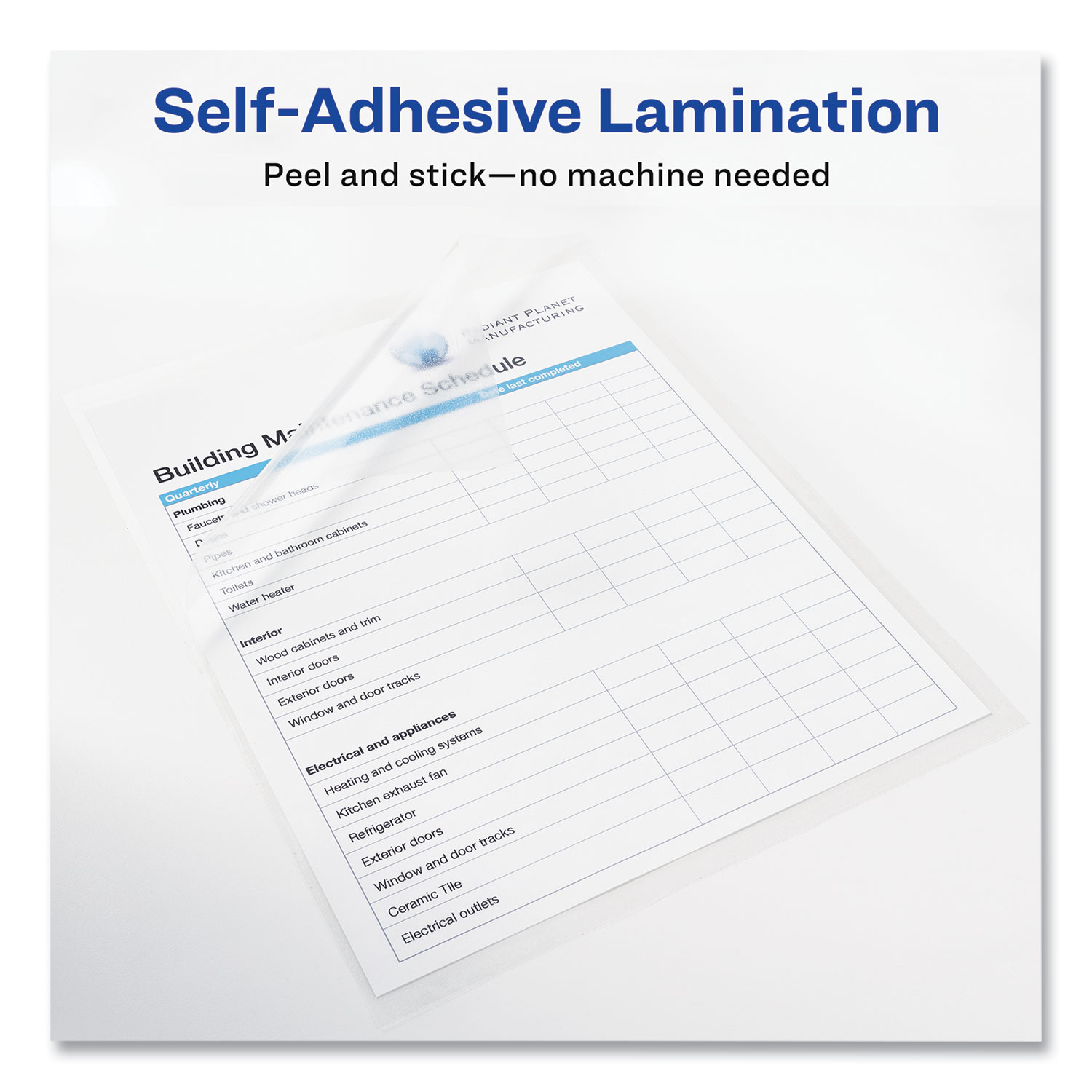 Clear Self-Adhesive Laminating Sheets, 3 mil, 9 x 12, Matte Clear, 50/Box  - Office Source 360