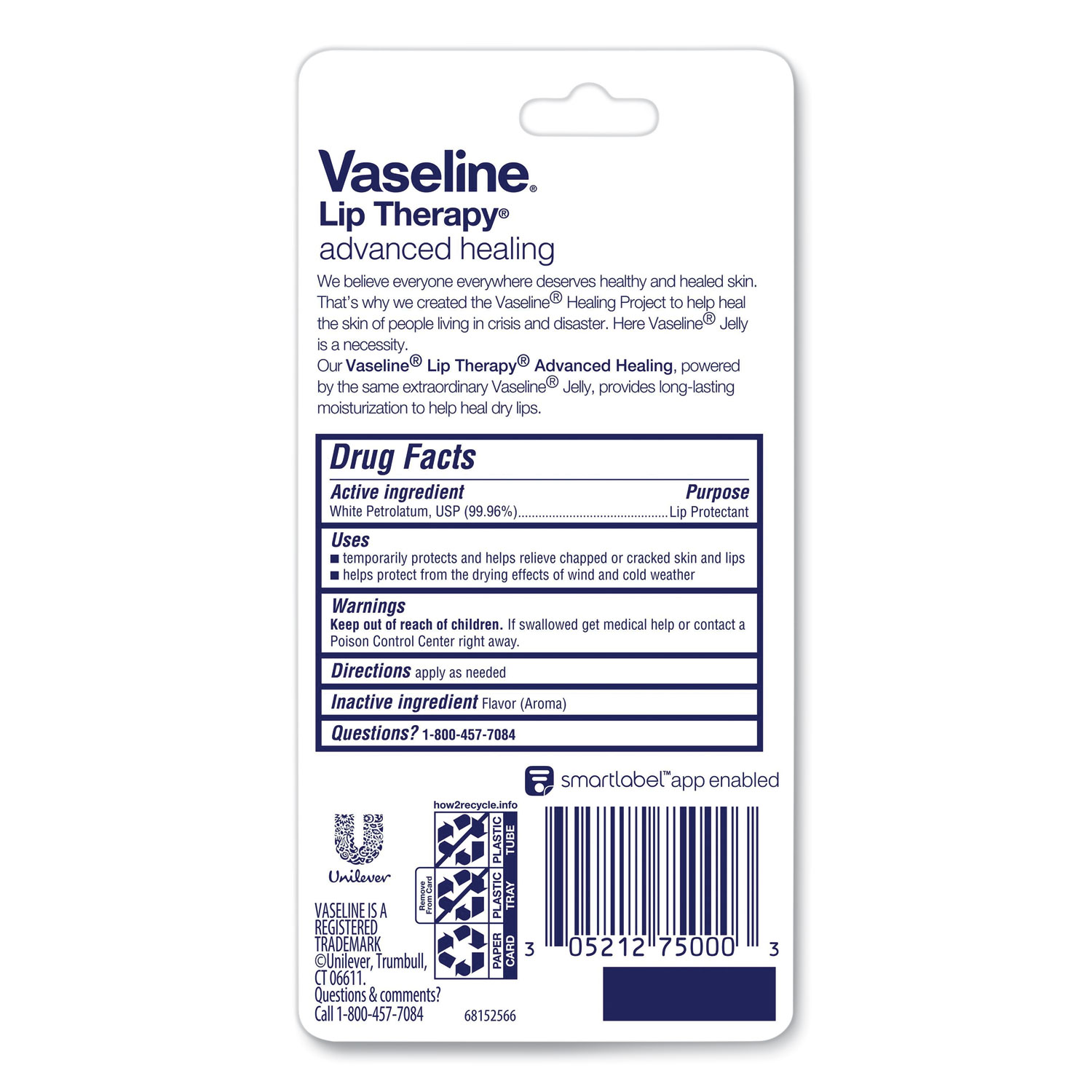 Vaseline Lip Therapy Advanced Formula 0.35 oz (Pack of 8