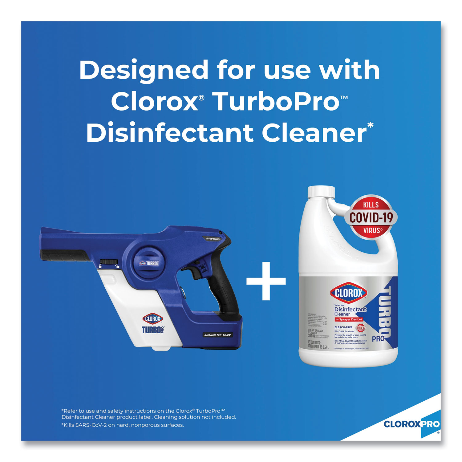 Clorox TurboPro Electrostatic Sprayer - Suitable For Disinfecting, Airport, Hotel, Laundry Room, Daycare, Office, Gym, Locker Room - Electrostatic, Handheld, Disinfectant, Lightweight - 1 Each - Blue