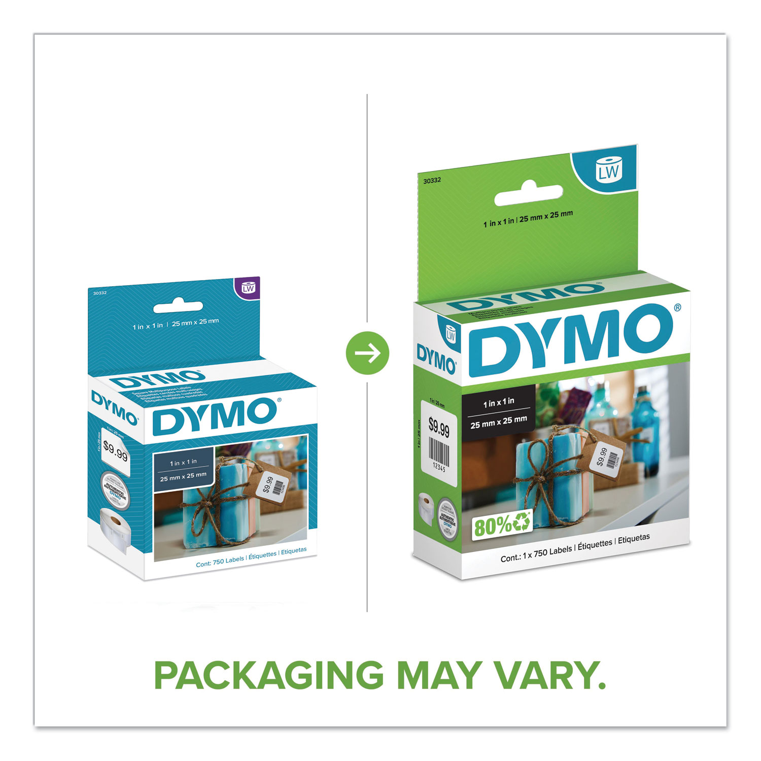 Dymo LabelWriter 1-Up File Folder Labels, 0.56 x 3.43, White, 130/Roll, 2 Rolls/Pack