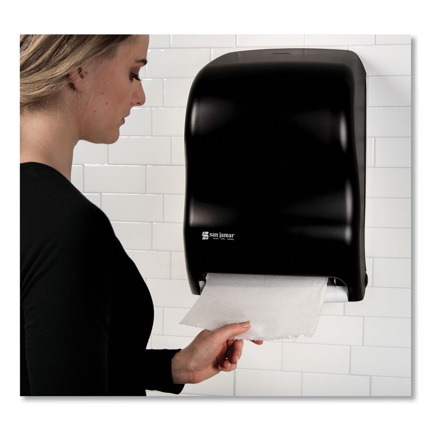 Tear-N-Dry Touchless Roll Towel Dispenser, 16.75 x 10 x 12.5, Black/Silver  - mastersupplyonline