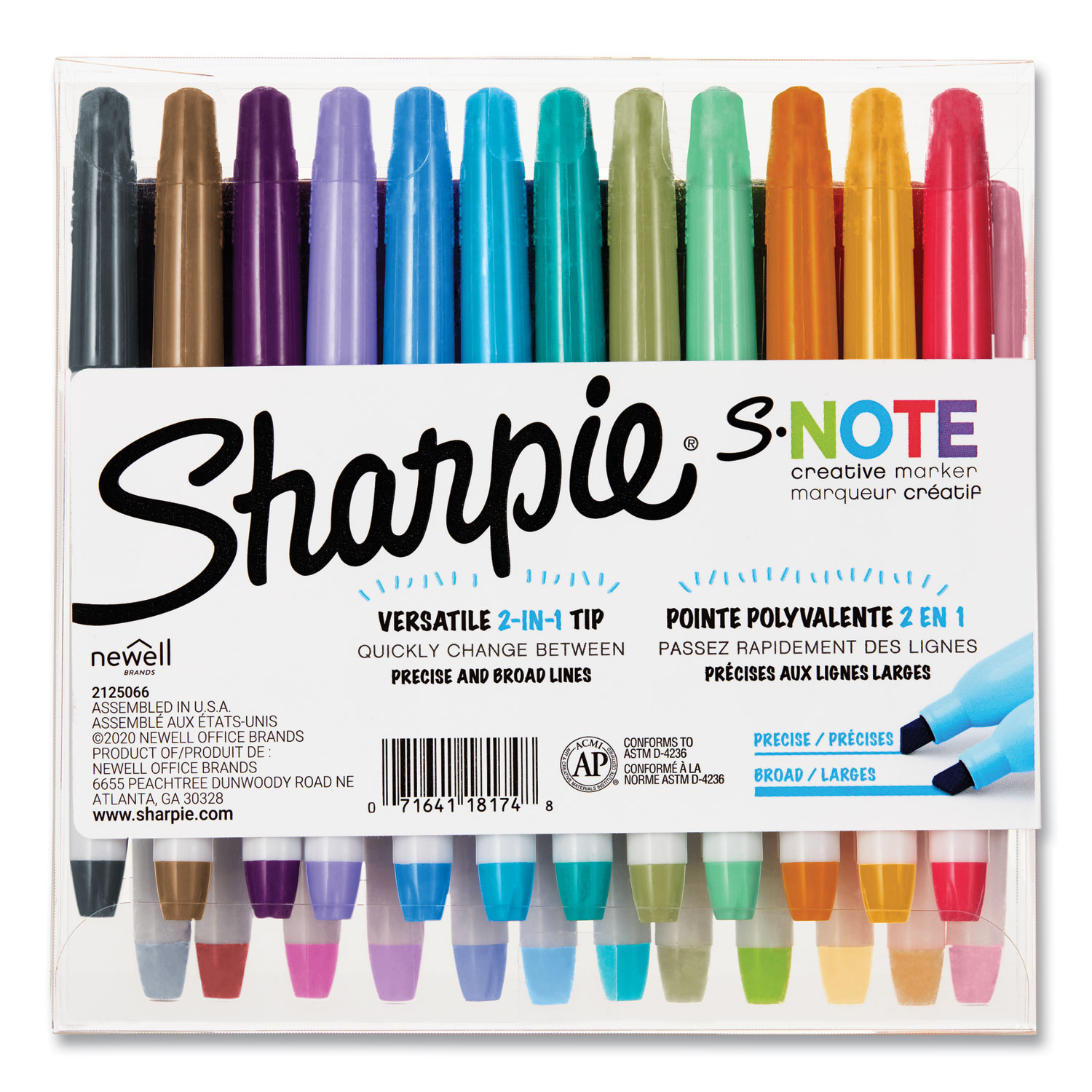 Sharpie® S-Note Creative Markers, Assorted Ink Colors, Bullet/Chisel Tip,  Assorted Barrel Colors, 36/Pack