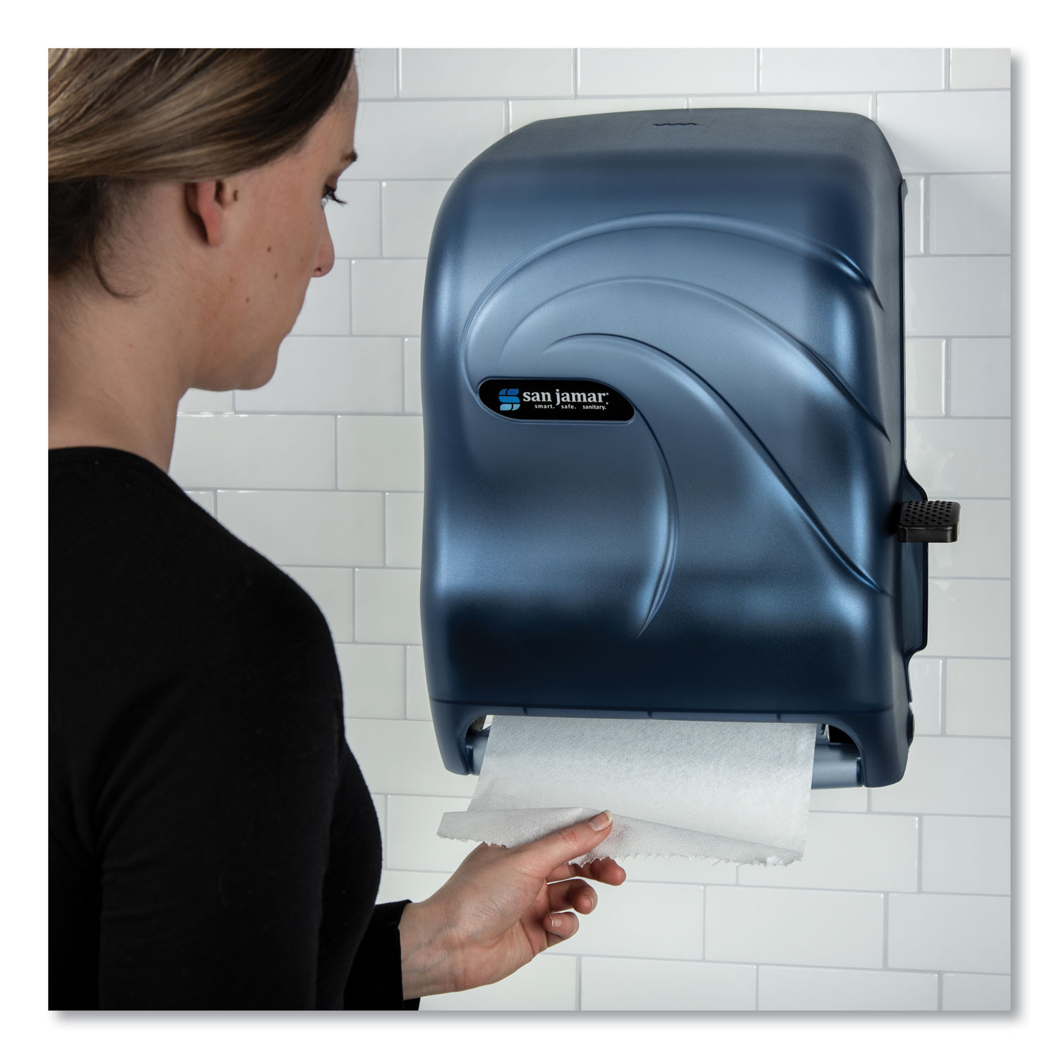 Lever Roll Towel Dispenser, Oceans, 12.94 x 9.25 x 16.5, Black Pearl