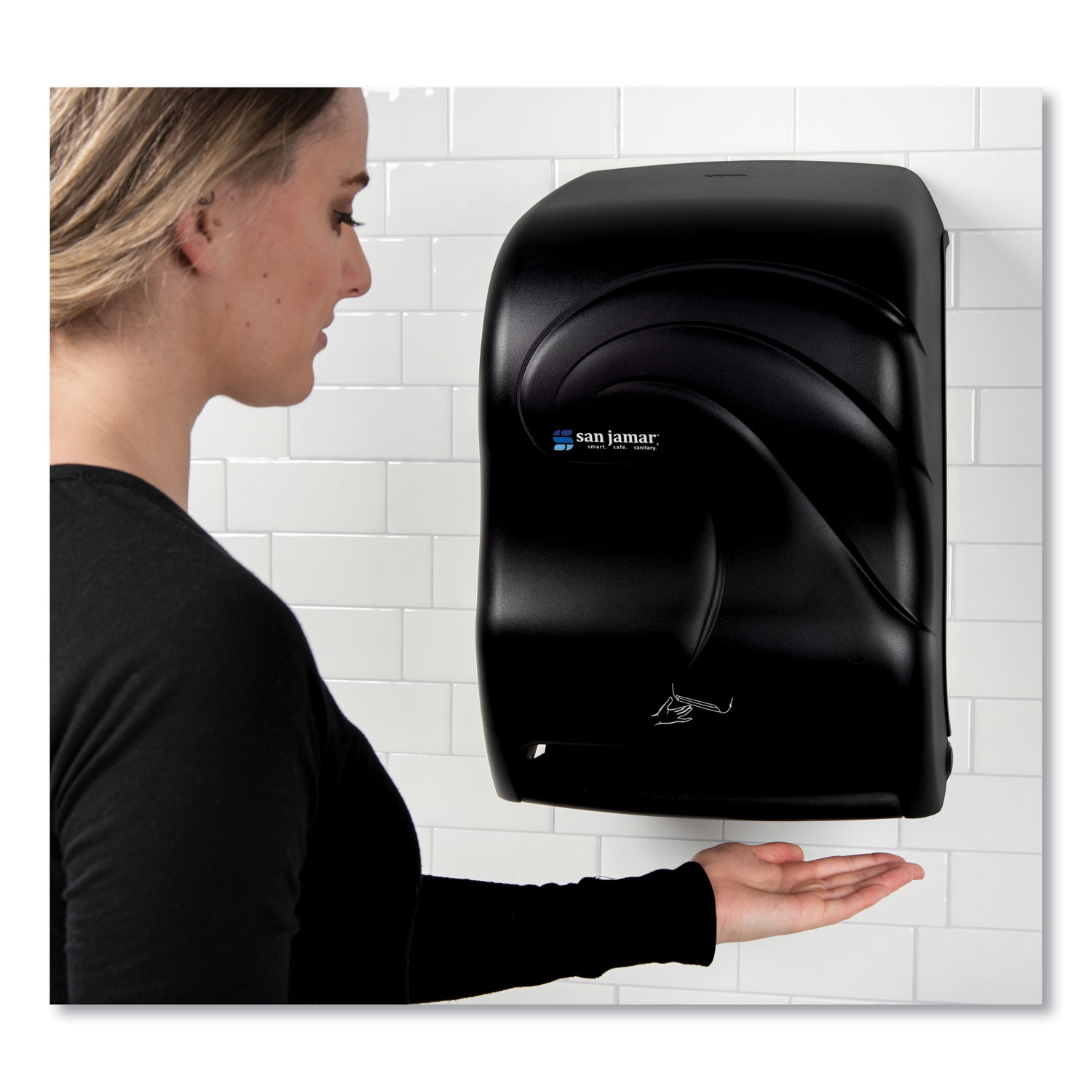 San Jamar Smart Essence Electronic Roll Towel Dispenser, Black