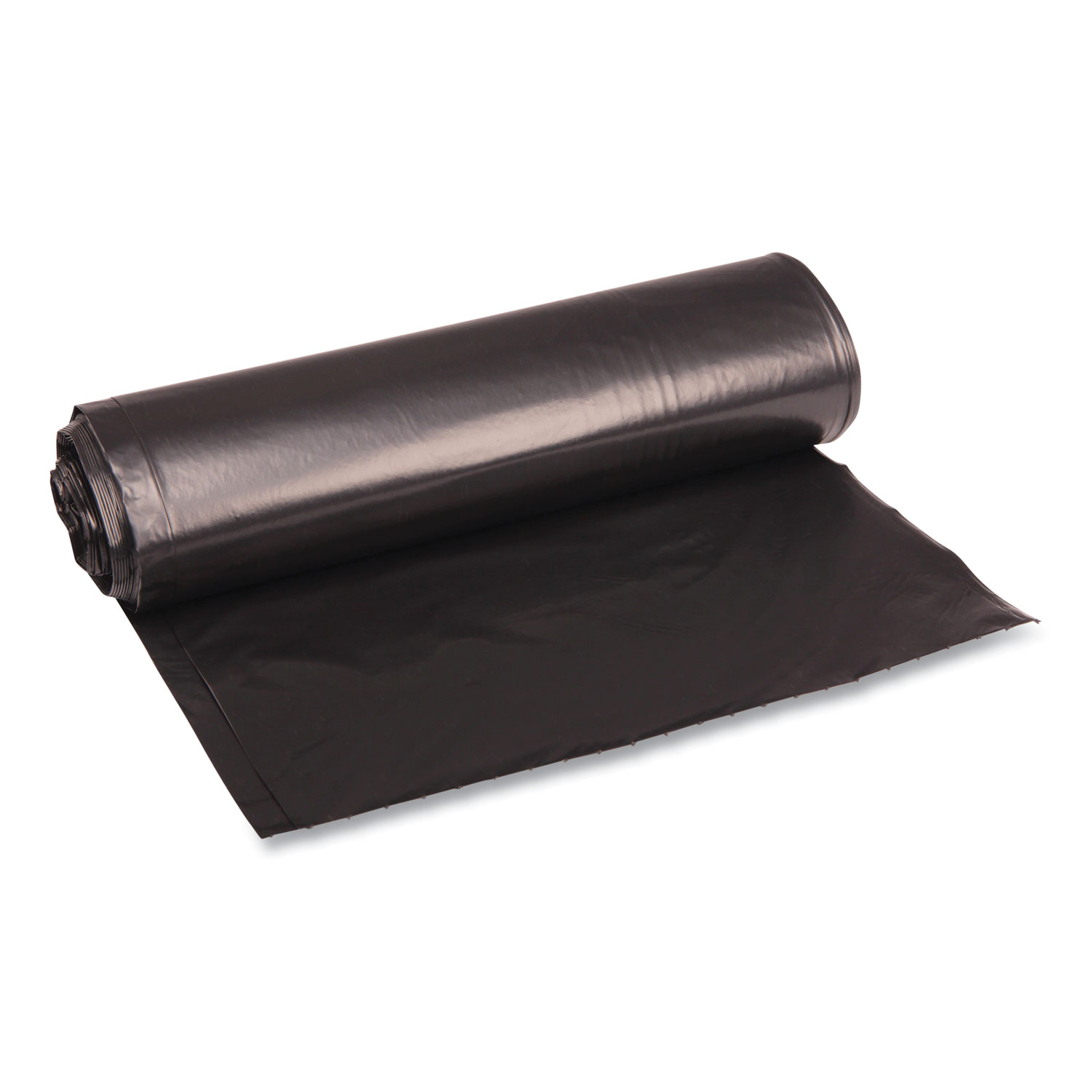 Recycled Low-Density Polyethylene Can Liners, 33 gal, 1.2 mil, 33″ x 39″, Black, Perforated, 10 Bags/Roll, 10 Rolls/Carton