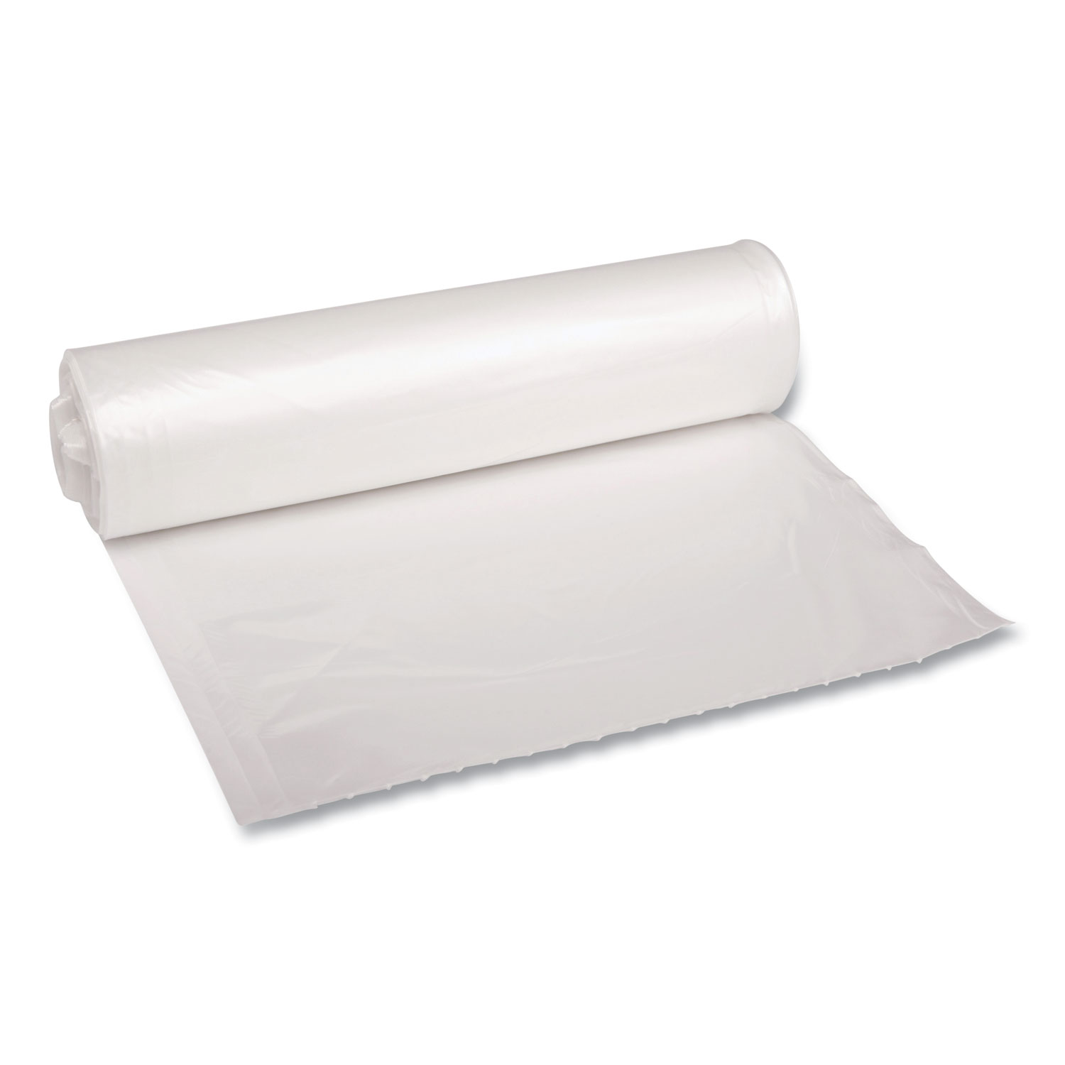 Recycled Low-Density Polyethylene Can Liners, 33 gal, 1.4 mil, 33″ x 39″, Clear, Perforated, 10 Bags/Roll, 10 Rolls/Carton