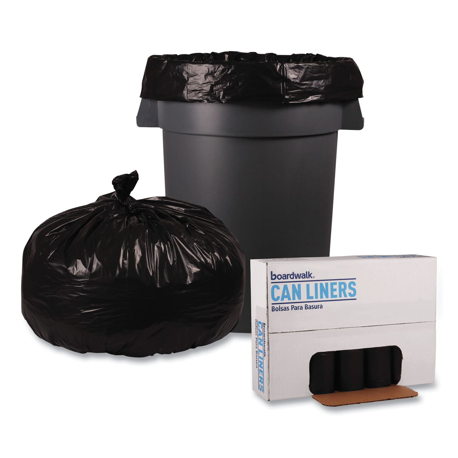 Recycled Can Liners 55-60gal 2mil 38 x 58 Black 100/Carton