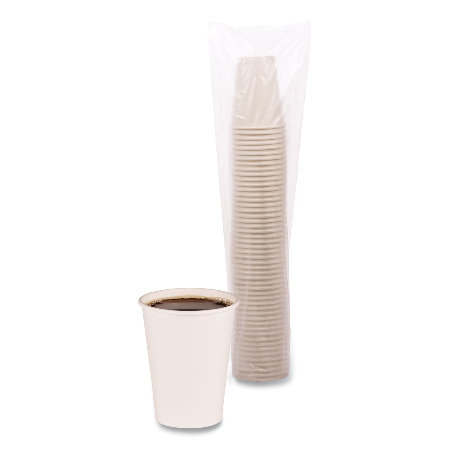 Paper Hot Cups, 12 oz, White, 50/Sleeve, 20 Sleeves/Carton