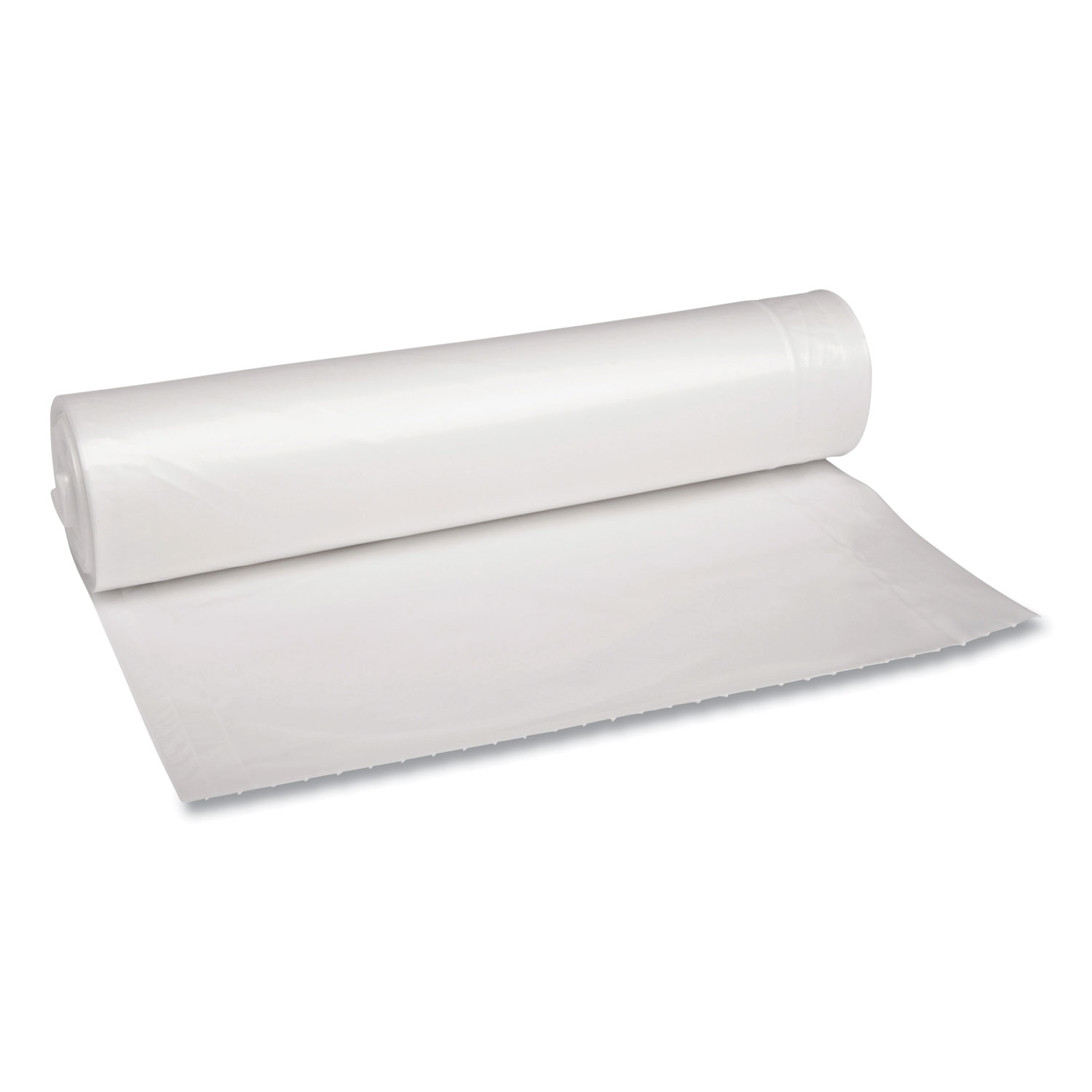 Recycled Low-Density Polyethylene Can Liners, 45 gal, 1.1 mil, 40″ x 46″, Clear, Perforated, 10 Bags/Roll, 10 Rolls/Carton