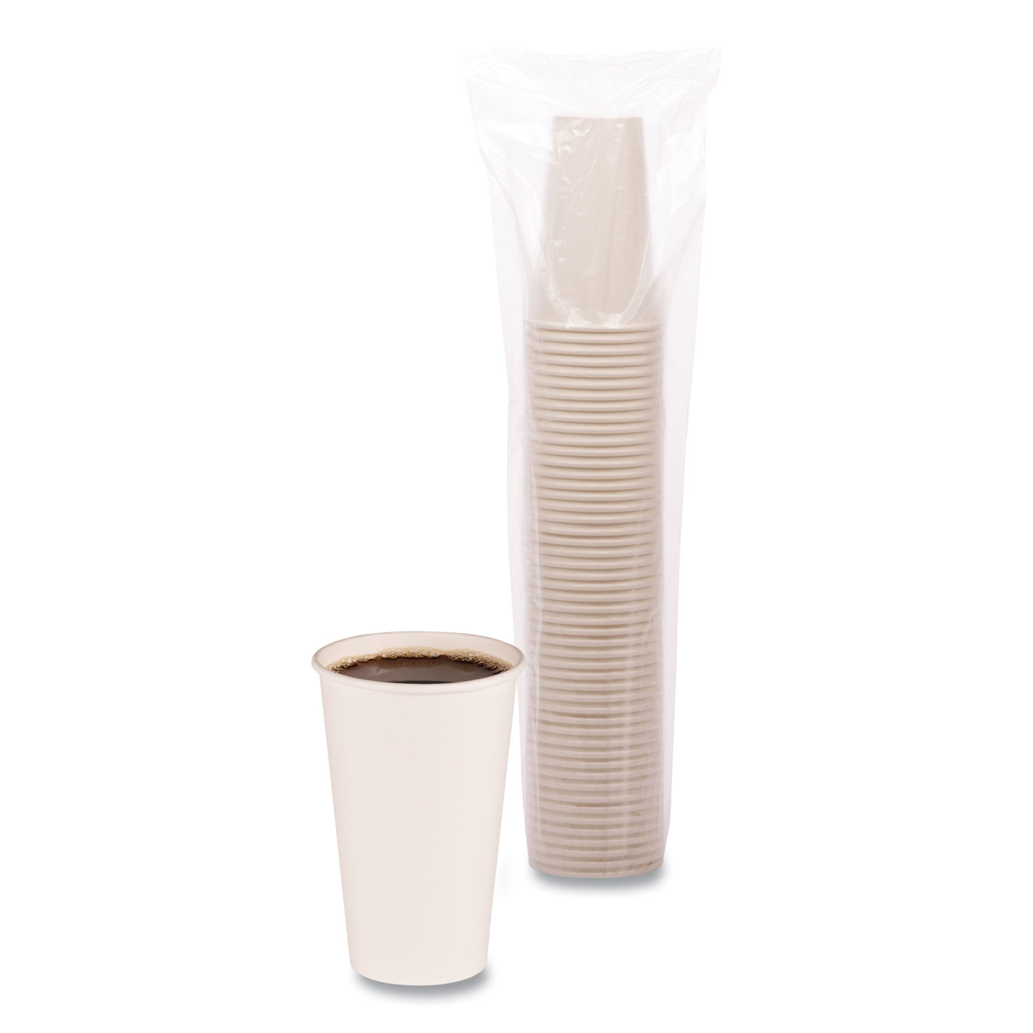 Paper Hot Cups, 16 oz, White, 50/Sleeve, 20 Sleeves/Carton