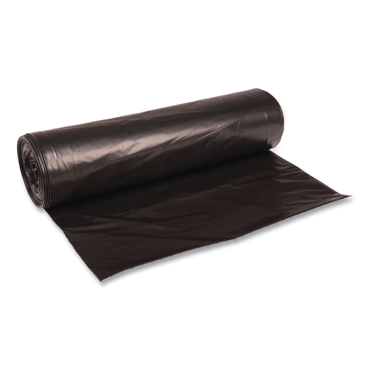 Recycled Low-Density Polyethylene Can Liners, 56 gal, 1.6 mil, 43″ x 47″, Black, Perforated, 20 Bags/Roll, 5 Rolls/Carton