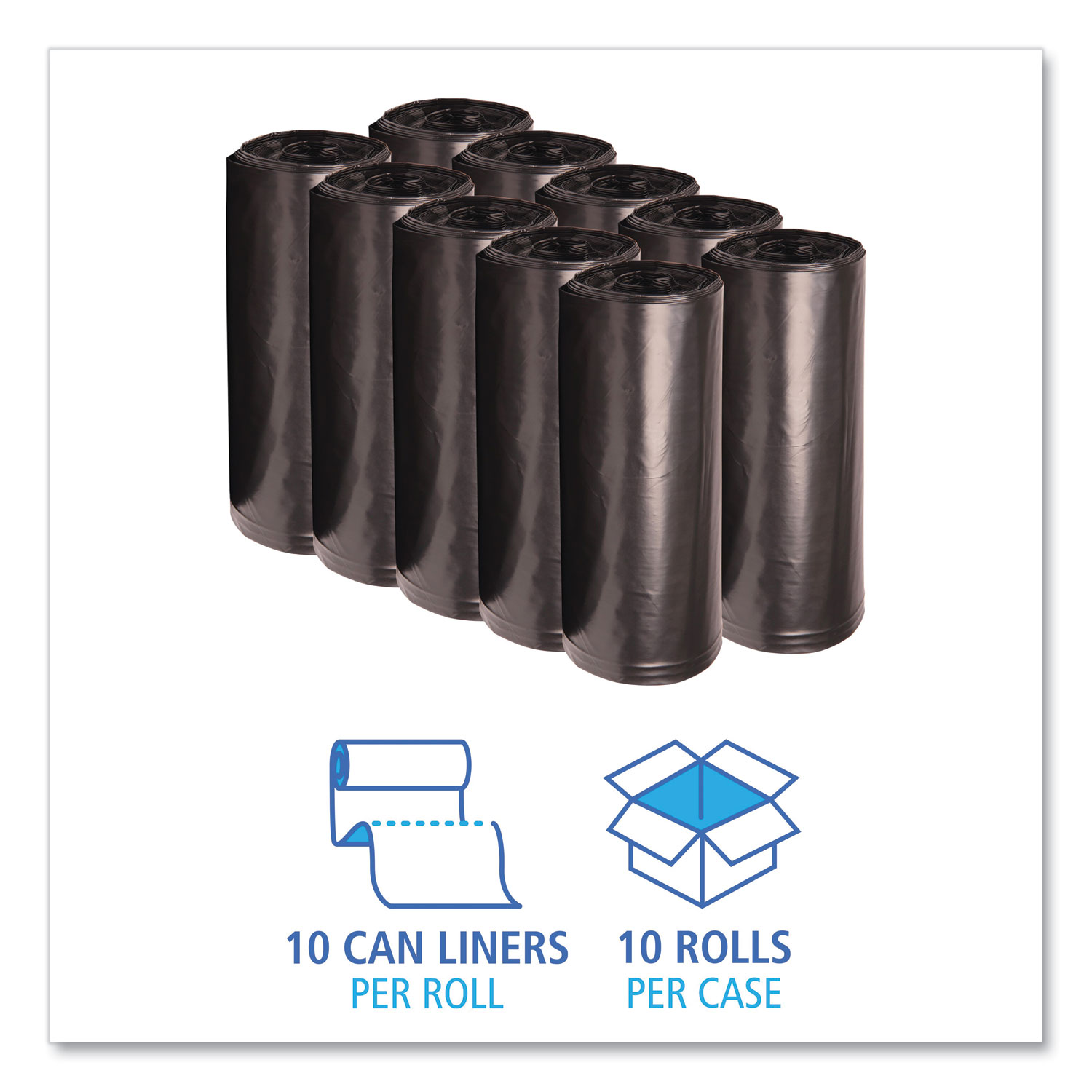 Recycled Can Liners 55-60gal 2mil 38 x 58 Black 100/Carton