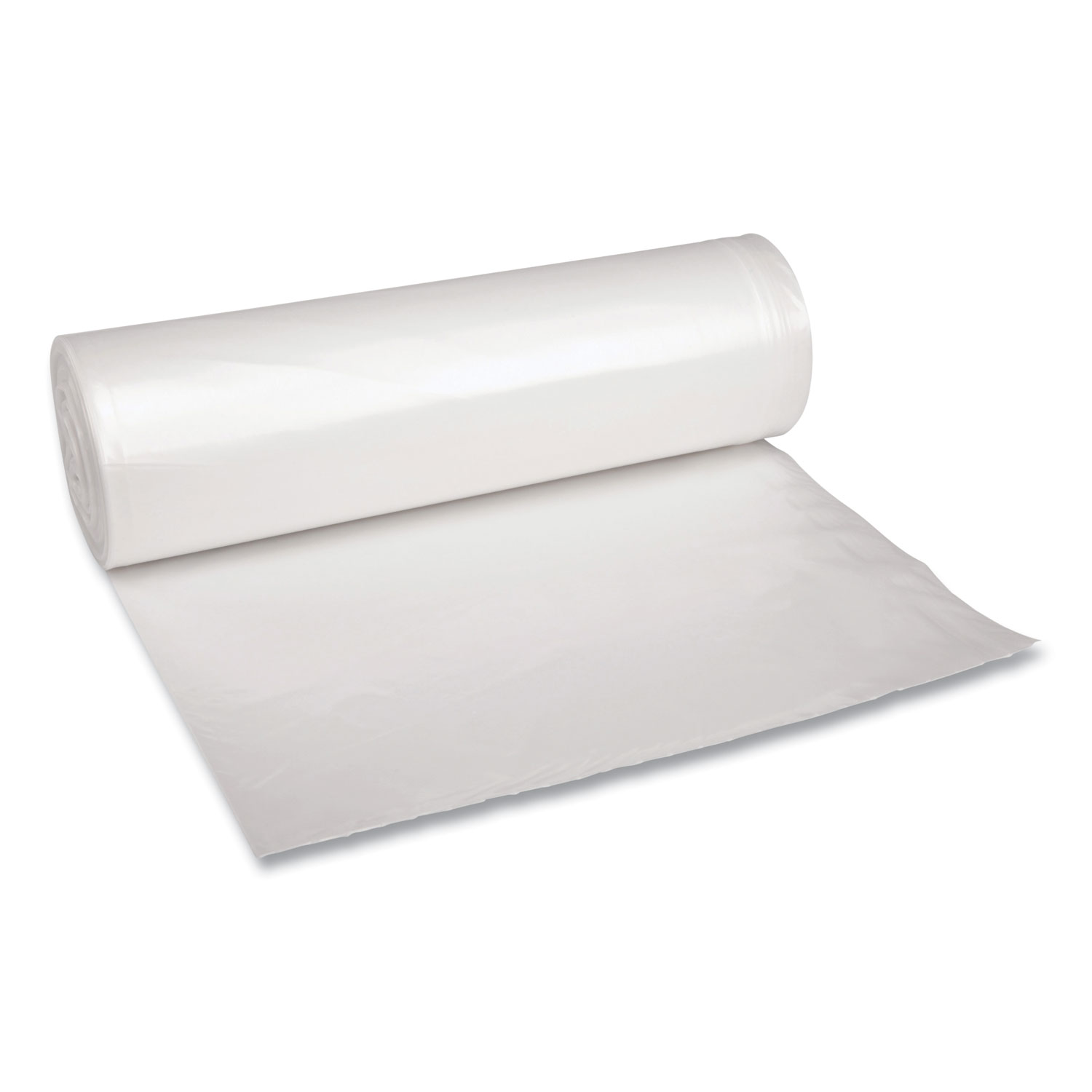 Recycled Low-Density Polyethylene Can Liners, 45 gal, 1.4 mil, 40" x 46", Clear, Perforated, 10 Bags/Roll, 10 Rolls/Carton