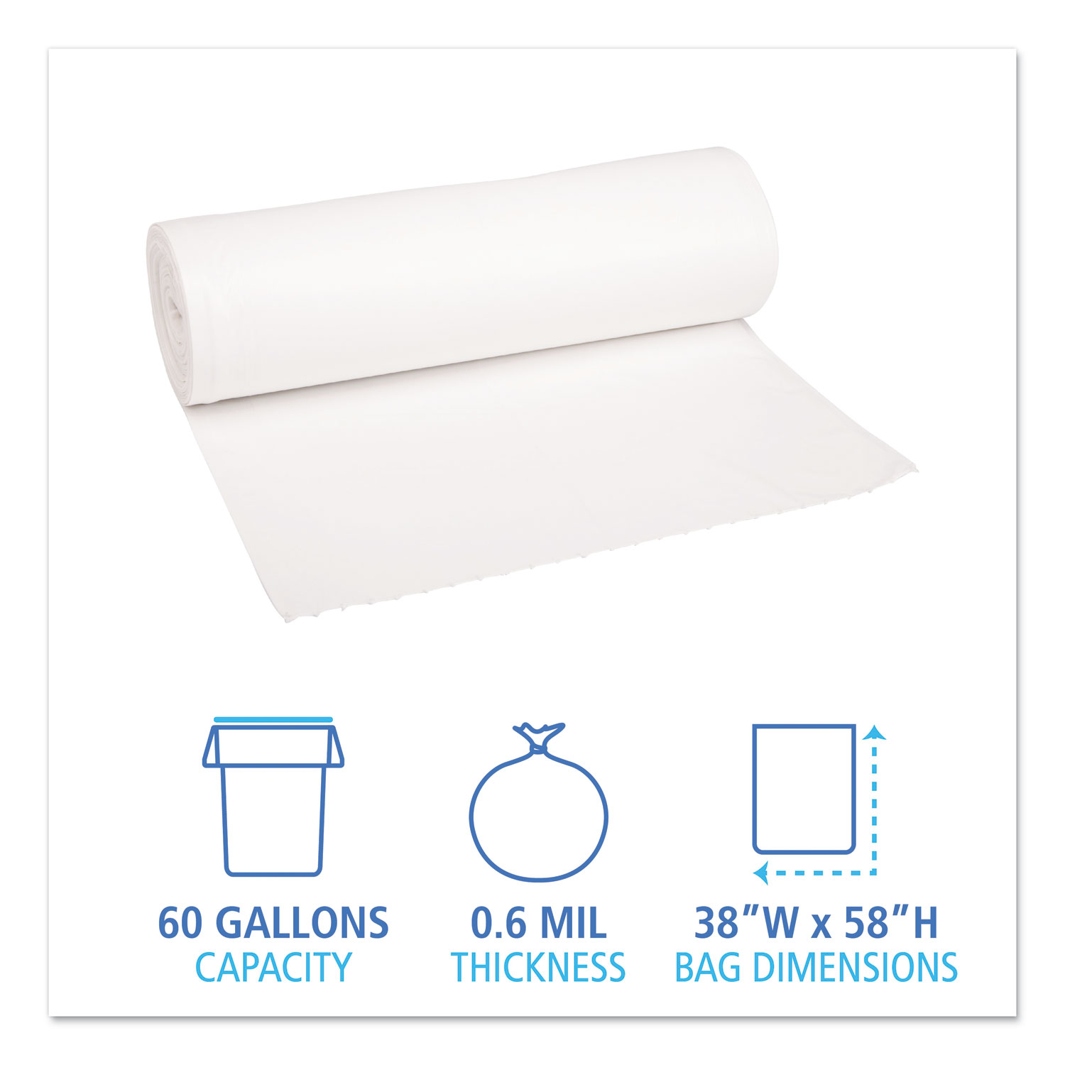 Special Buy Heavy-duty Low-density Trash Bags - Extra Large Size - 60 gal -  38 Width x 58 Length x 1.50 mil (38 Micron) Thickness - Low Density -  Black - 100/Carton - ICC Business Products