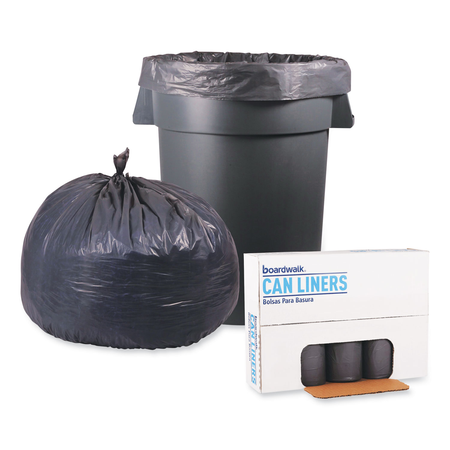 Trash Liners Coreless Roll, 38 x 58, 60 gallons, Black 1 mil, 100/case