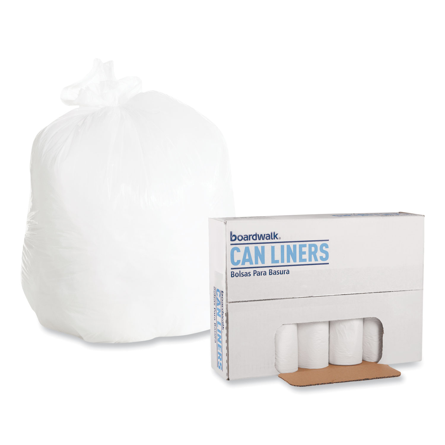 Low-Density Waste Can Liners White 200/Carton 30 Gal 0.6 Mil 30" X 36" 