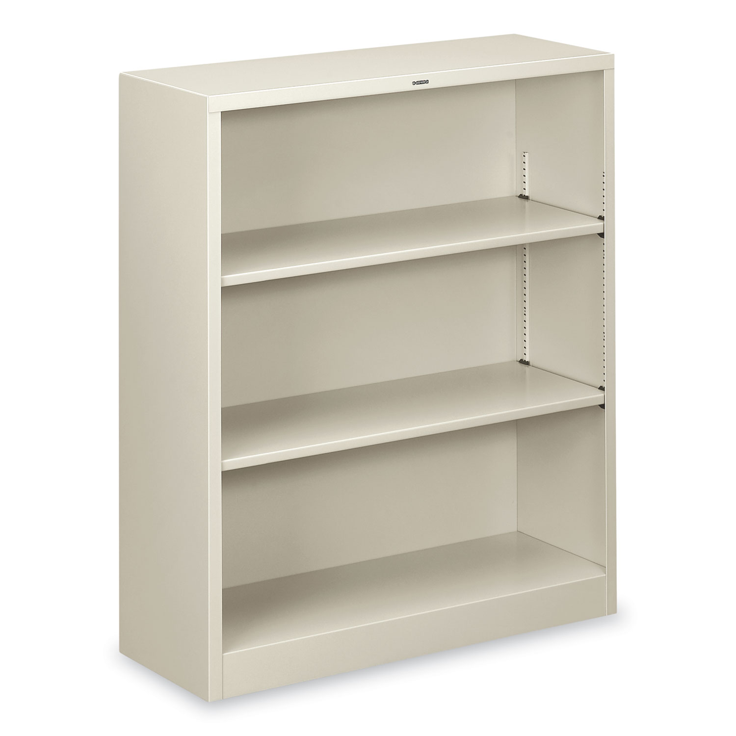 Metal Bookcase, Three-Shelf, 34.5w x 12.63d x 41h, Light Gray