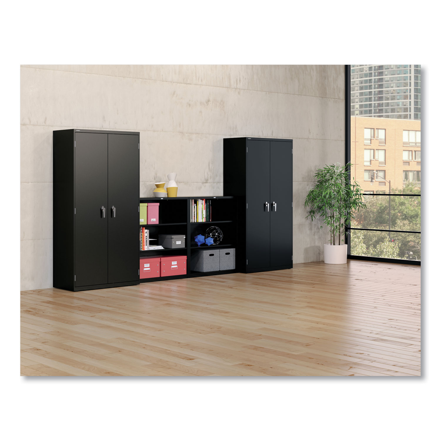HON Metal Bookcase 34-1/2W X 12-5/8D X 41H Charcoal HONS42ABCS NEW 3 Shelves 