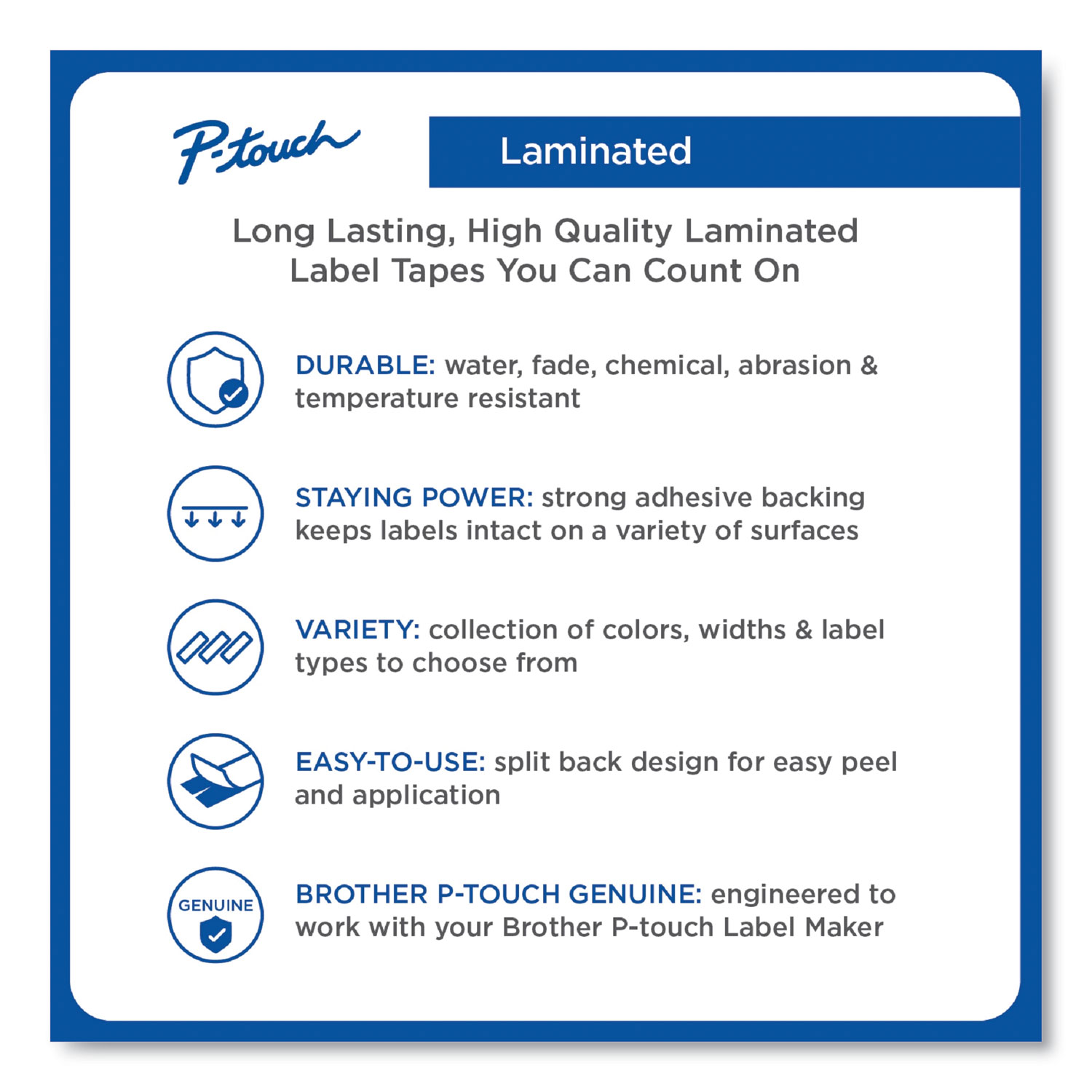 TZe Standard Adhesive Laminated Labeling Tape by Brother P-Touch® BRTTZE335