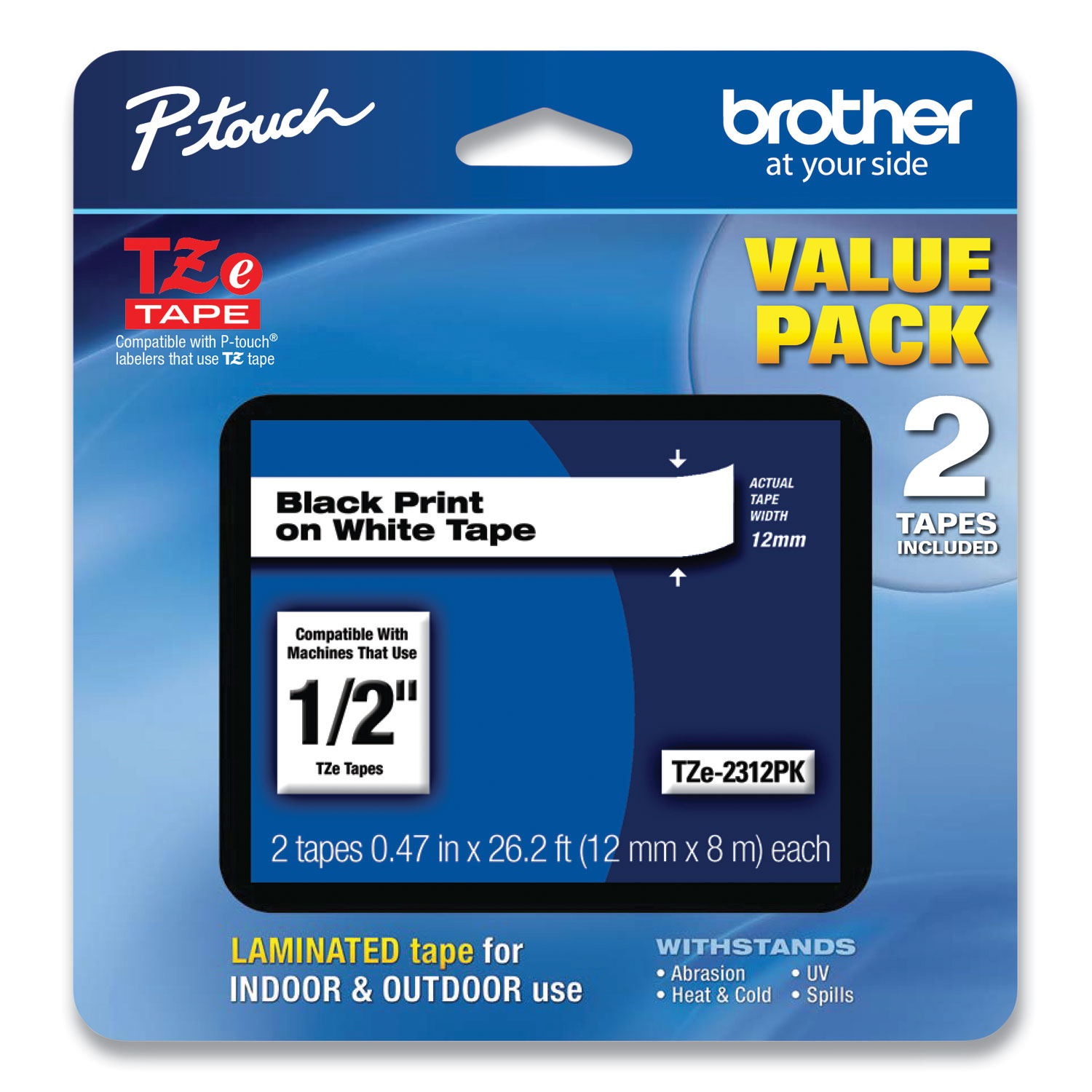12 PACK Brother P-Touch TZe-231 BLACK ON WHITE Label Tape Pouch 012502625711 OEM 
