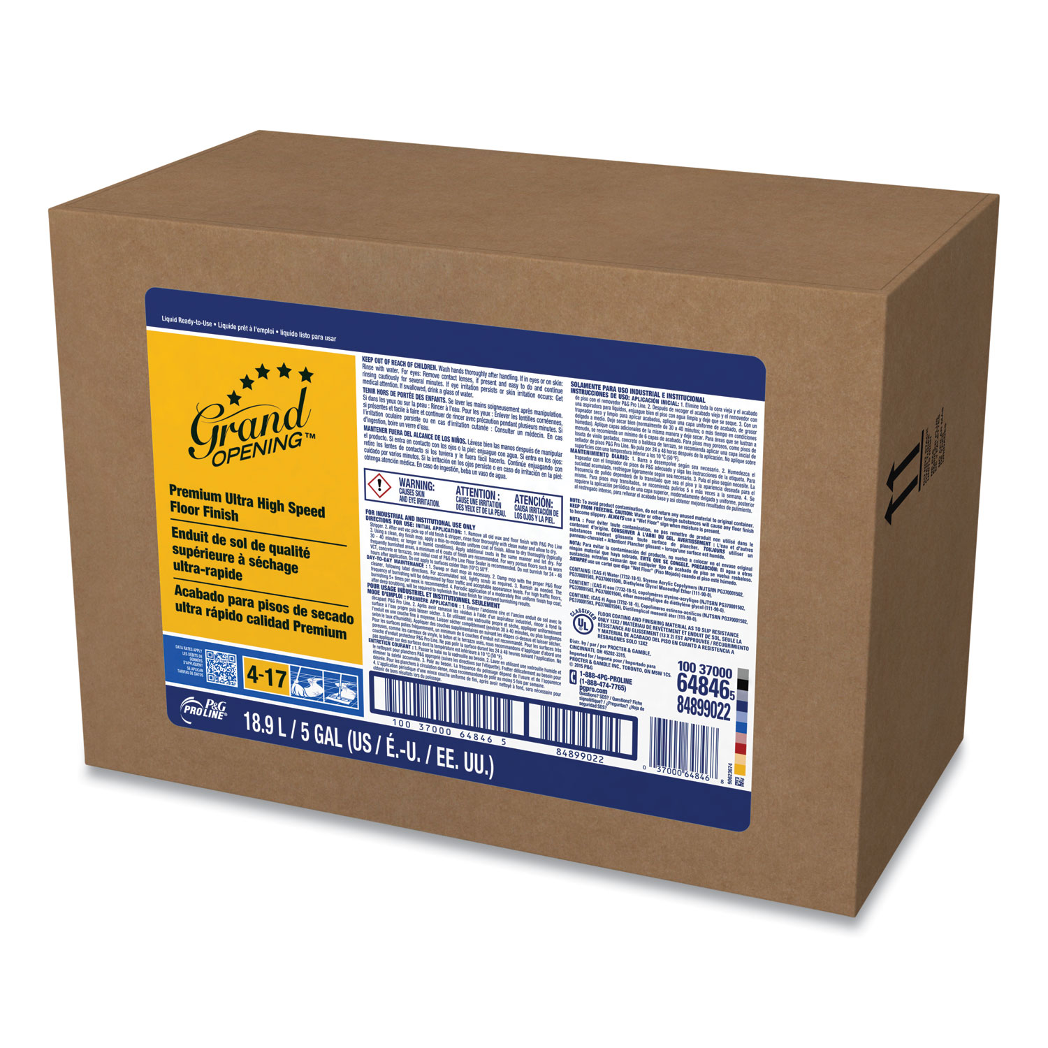 P&G Pro Line® #17 Grand Opening Ultra High Speed Floor Finish, 5 Gallon ...