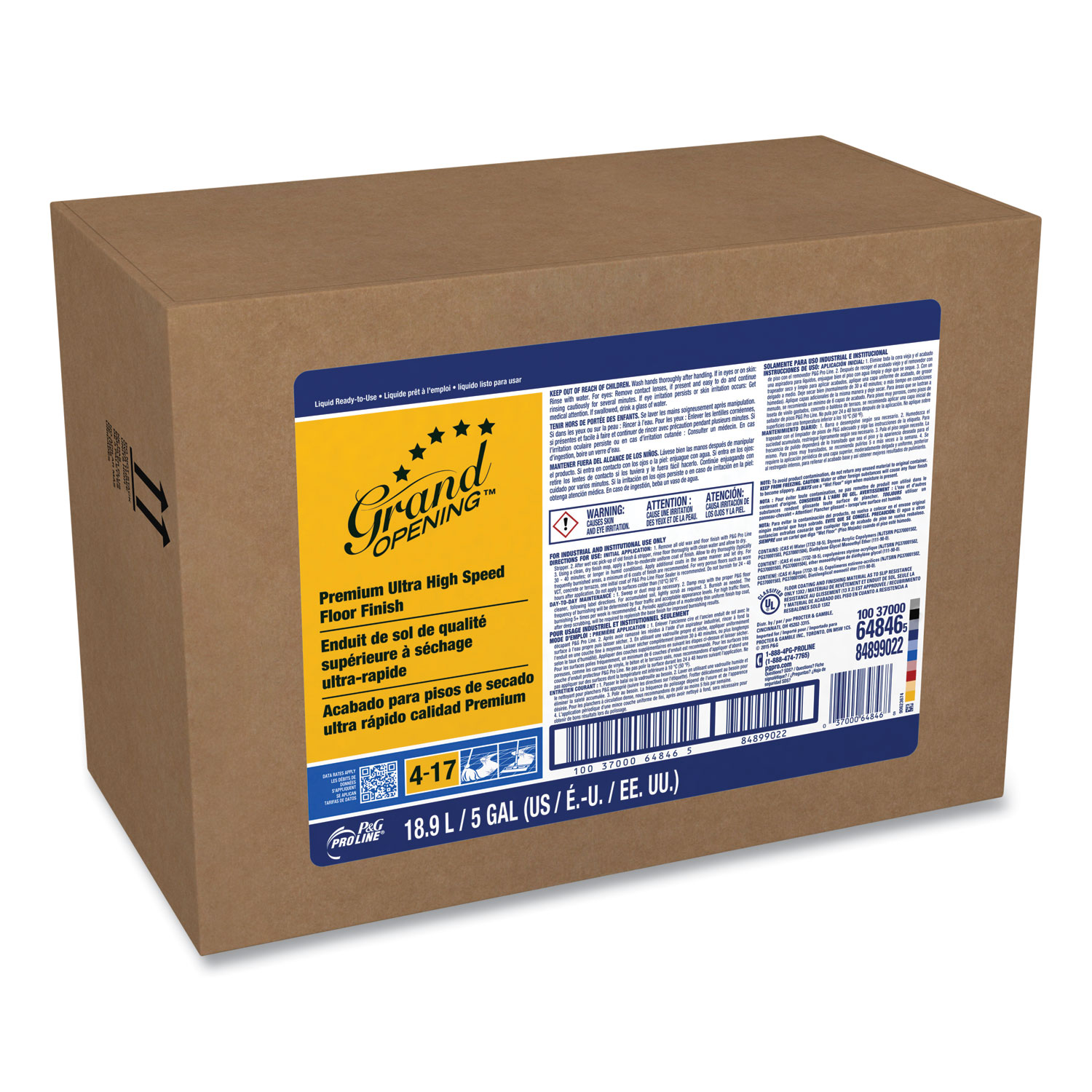P&G Pro Line® #17 Grand Opening Ultra High Speed Floor Finish, 5 Gallon ...