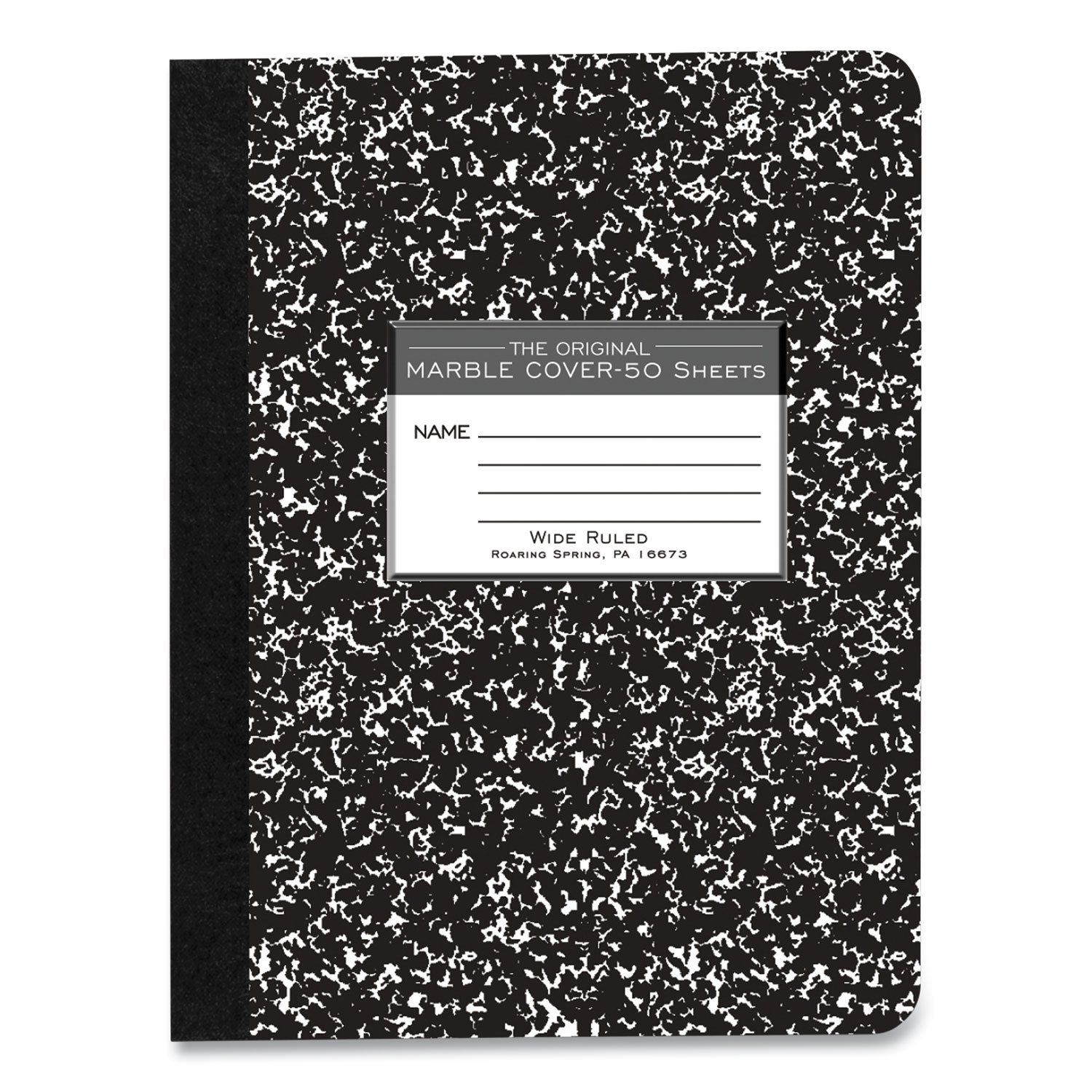 Marble Cover Composition Book, Wide/Legal Rule, Black Marble Cover, (50) 9.75 x 7.5 Sheets