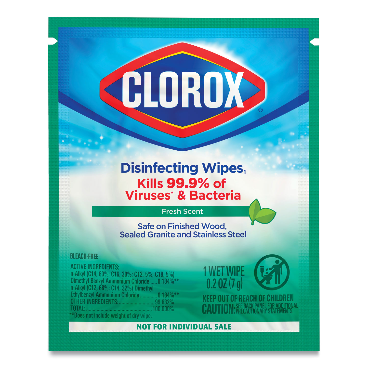 Clorox® Disinfecting Wipes, Individually Wrapped, 1-Ply, 7 x 8, Fresh ...