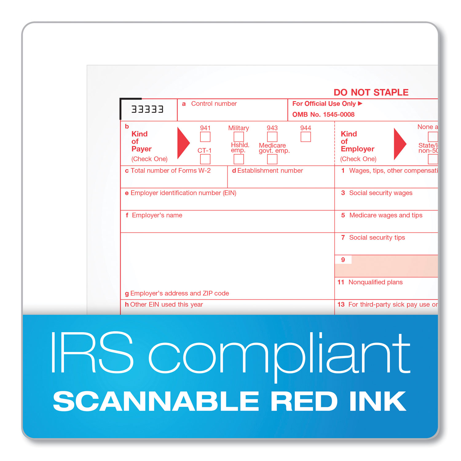 W 2 Tax Forms For Inkjetlaser Printers Fiscal Year 2023 Four Part Carbonless 85 X 55 2 1007