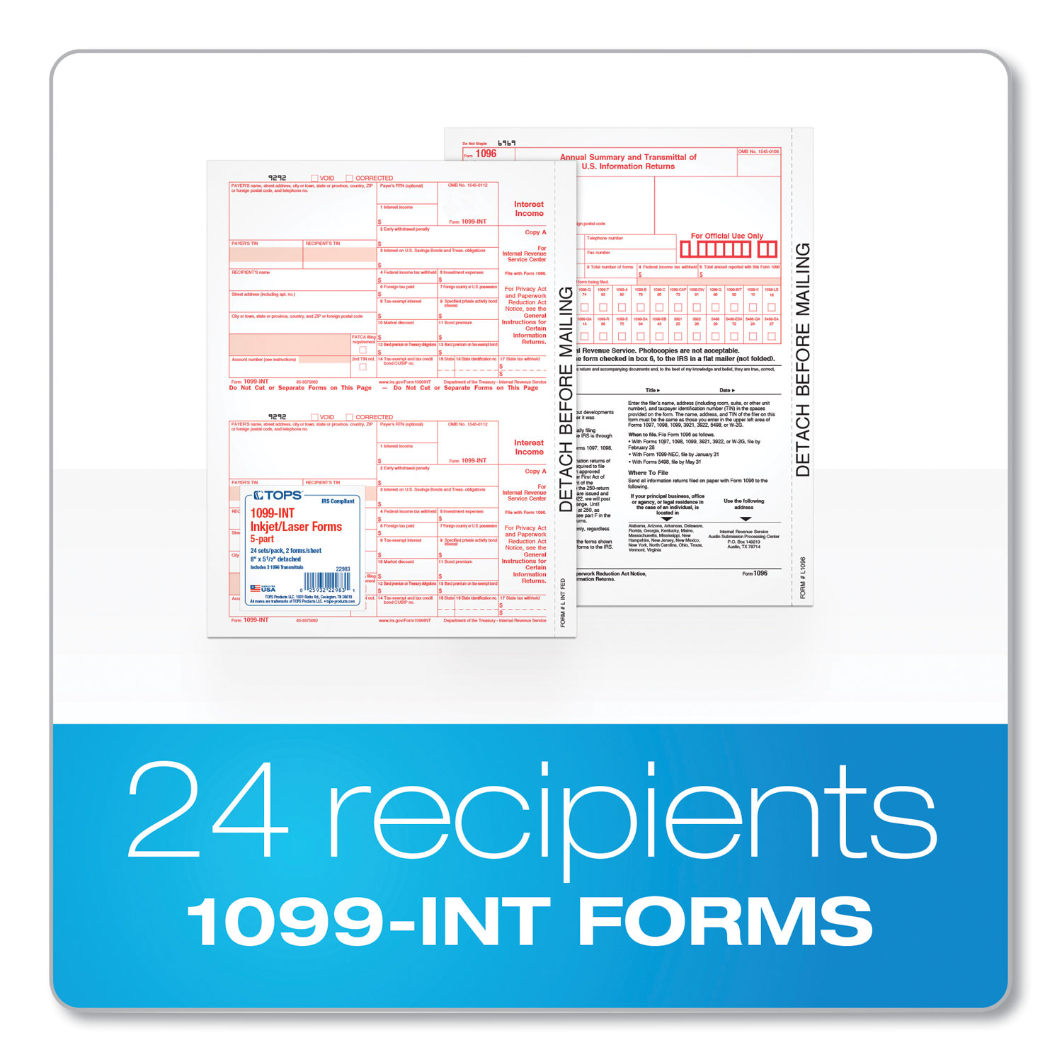 1099-INT 3pt Carbonless for 50 Recipients