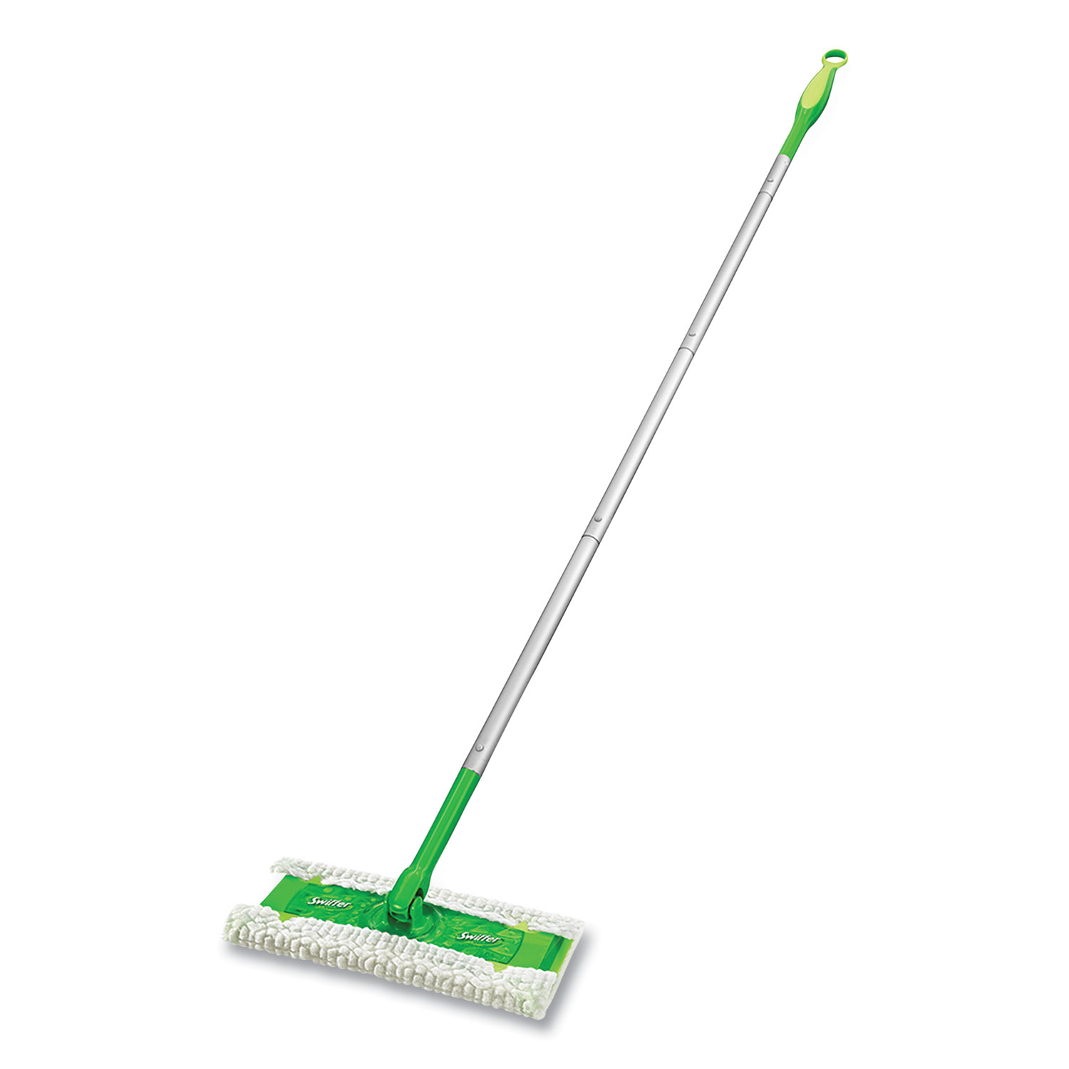 Sweeper Mop, 10 x 4.8 White Cloth Head, 46″ Green/Silver Aluminum/Plastic Handle