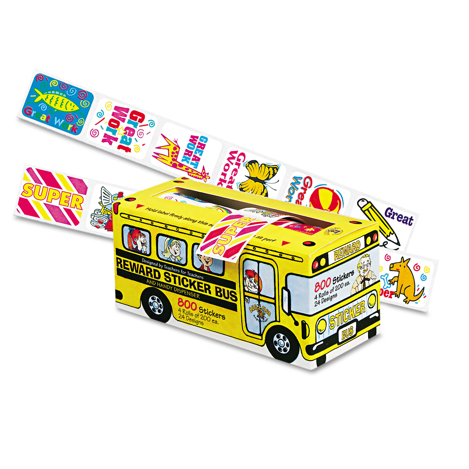 Big School Bus Reward Stickers, Assorted Designs, 800 Stickers per Box