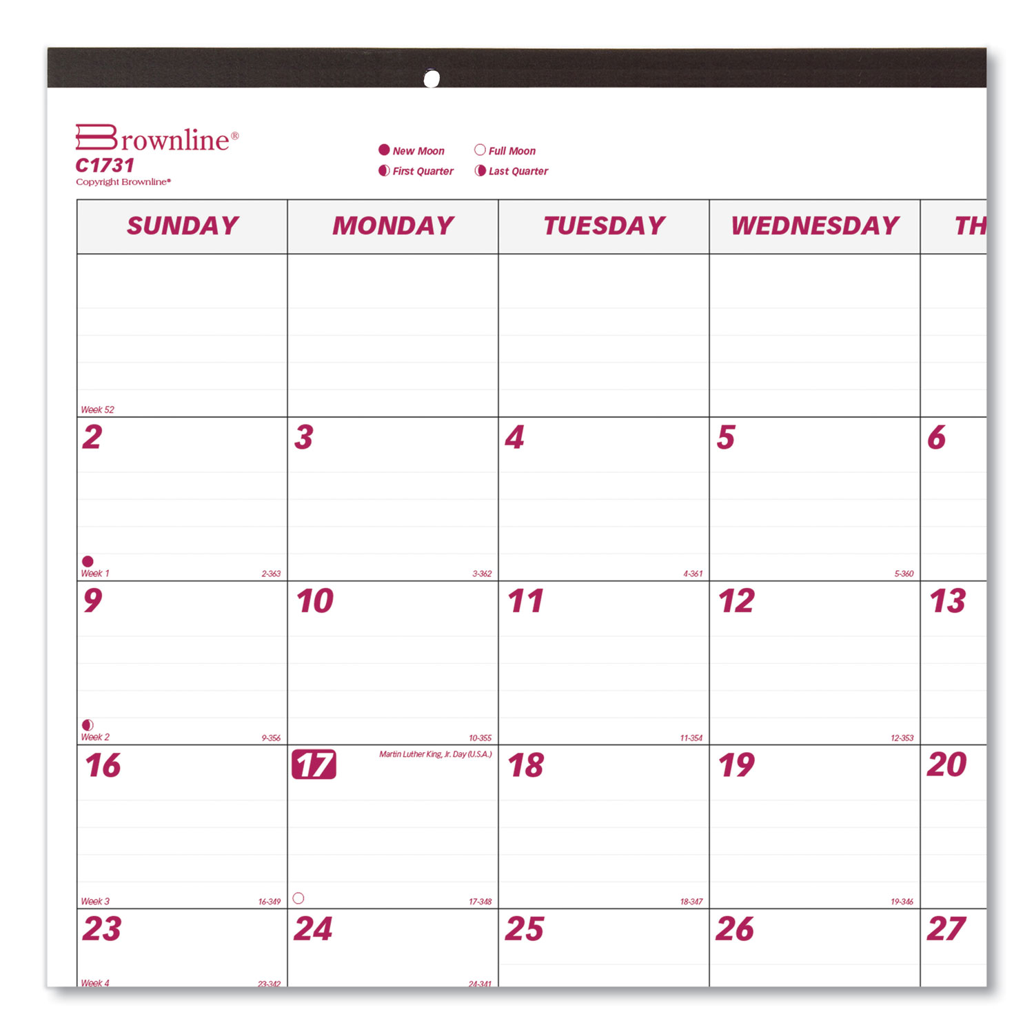 REDC1731 Brownline® Monthly Deskpad Calendar Zuma