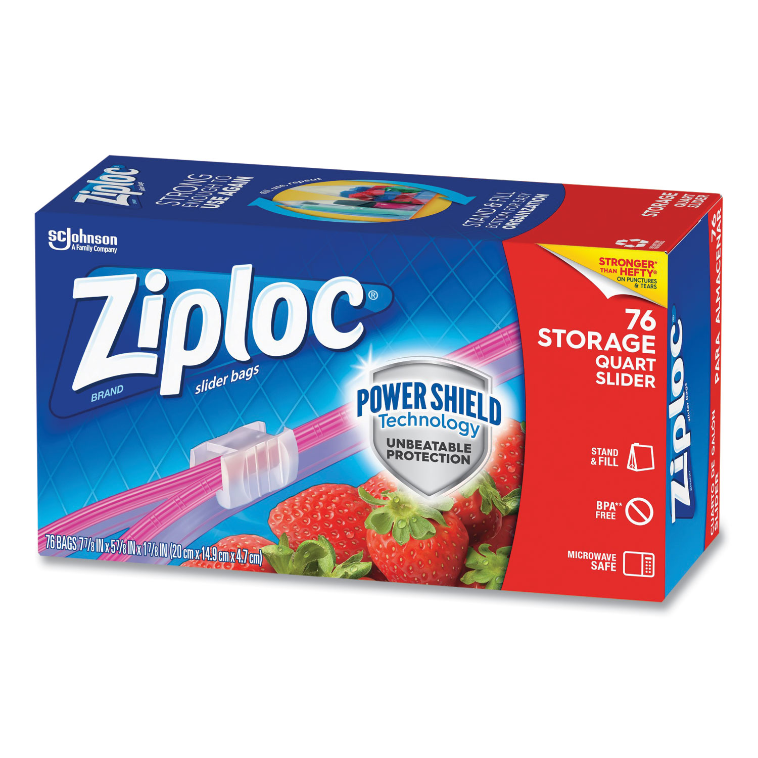 Ziploc Slider Freezer Gallon & Quart Bags w/ Power Shield