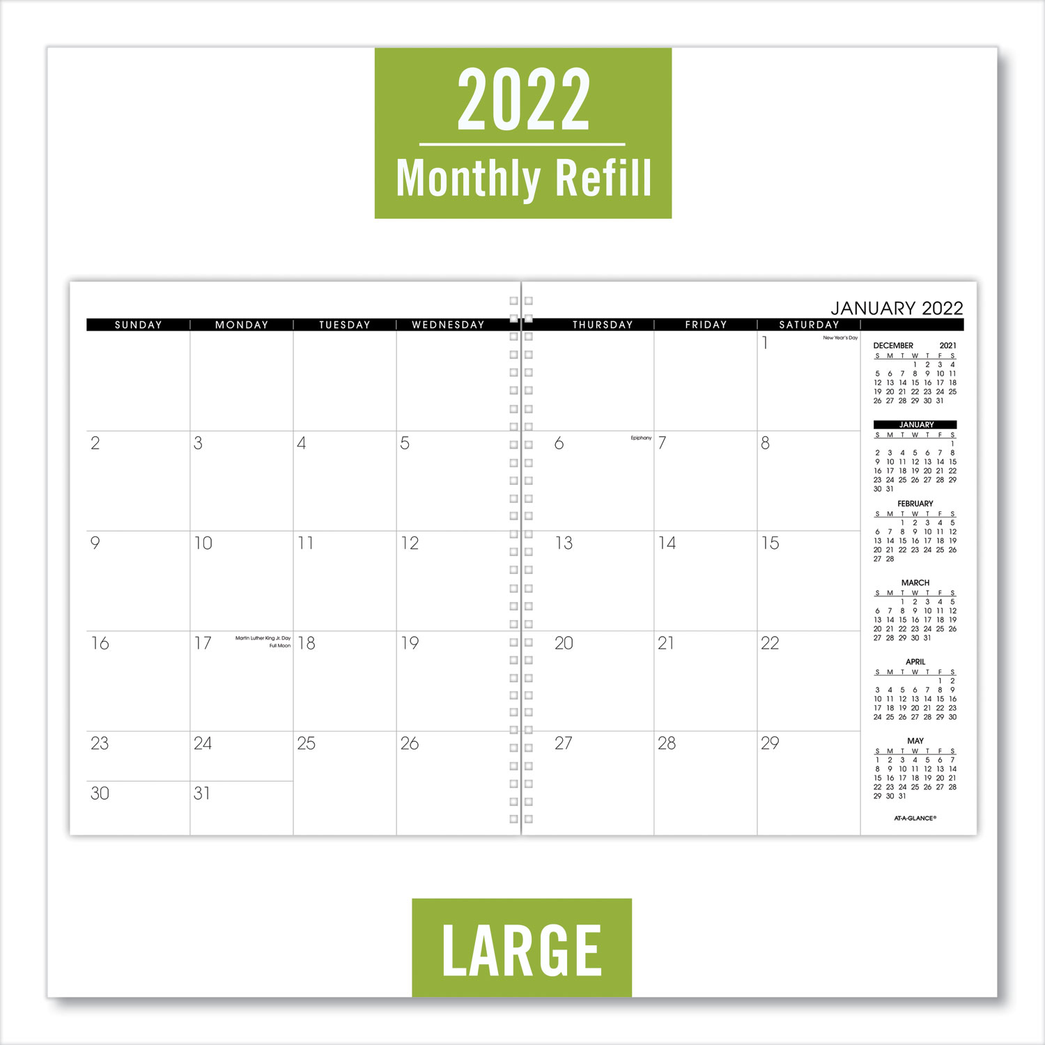 ATAGLANCE® Monthly Planner Refill, 11 x 9, White Sheets, 12Month