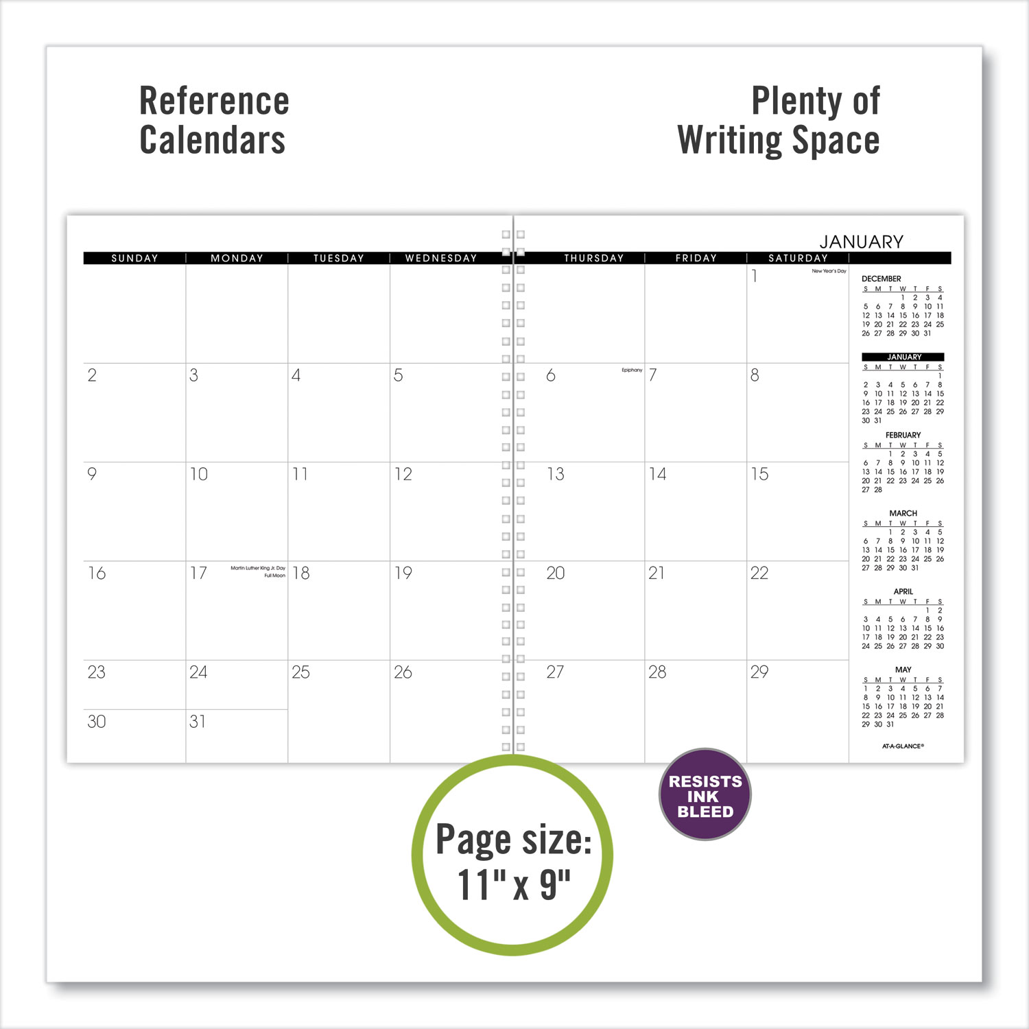 ATAGLANCE® Monthly Planner Refill, 11 x 9, White Sheets, 12Month