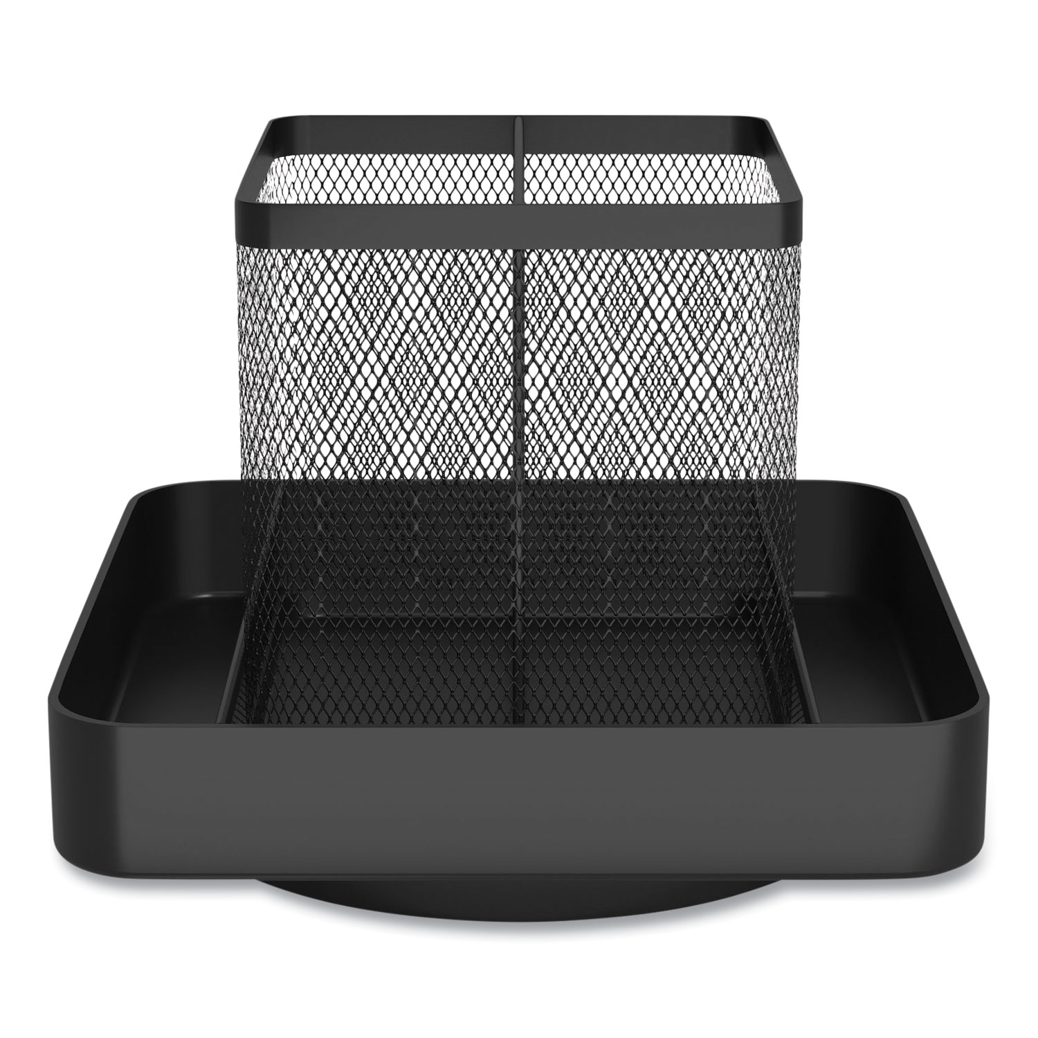 Six Compartment Wire Mesh Rotating Organizer, 6 Compartments, 7.09 x 7.09 x 6.3, Black