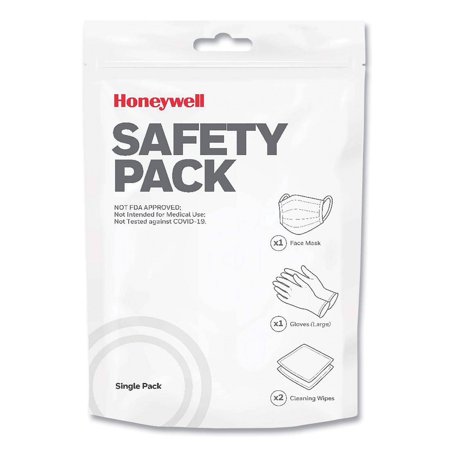 Safety Pack Personal Protection Kit, Single-Use, 4 Pieces, Resealable Pouch