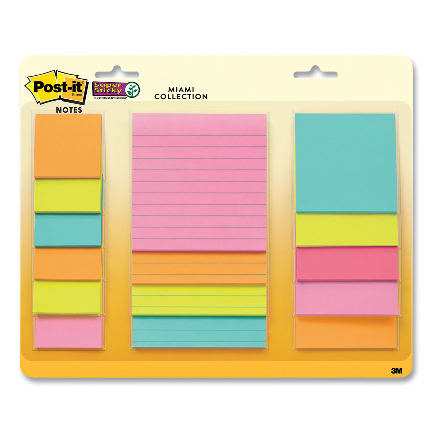 Post-it® Super Sticky Notes in Energy Boost Collection, Lined, 8 x 6, Pad  of 45 Sheets, Pack of 4 Pads