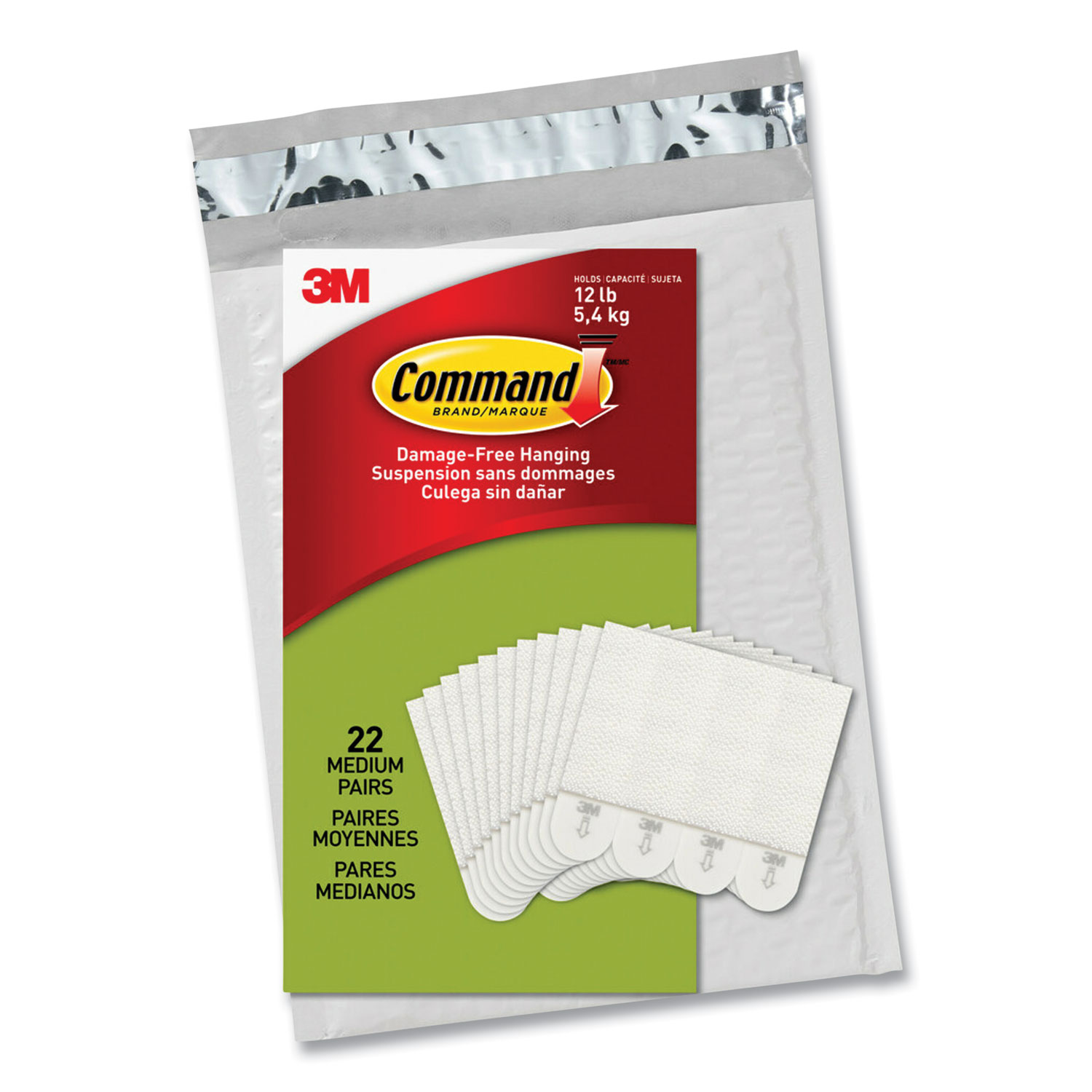 Command Picture Hanging Strips, Value Pack, Removable, (8) Large 0.63 X  3.63 Pairs, (4) Medium 0.5 X 2.75 Pairs, White